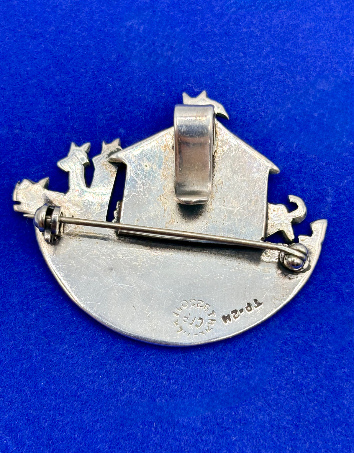 Vintage Sterling Silver Taxco Noah's Ark Animal Boat Brooch
