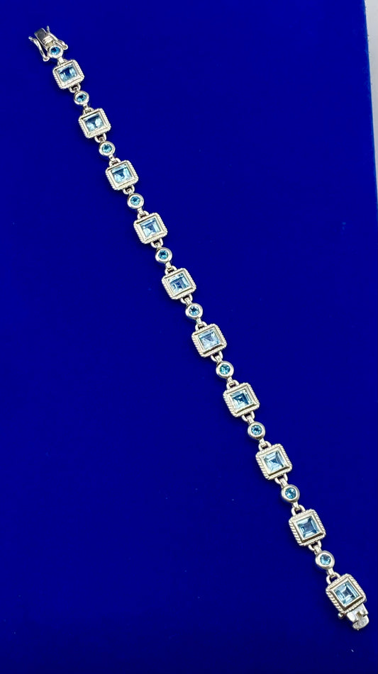Sterling Silver Light Blue Topaz Bracelet