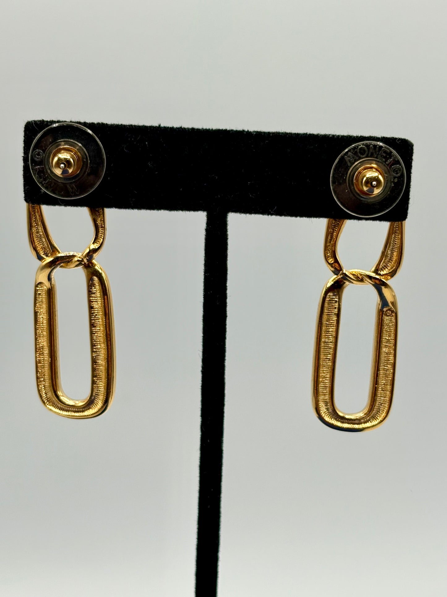 Vintage Gold Tone & Cream Enameled Monet Earrings NWT