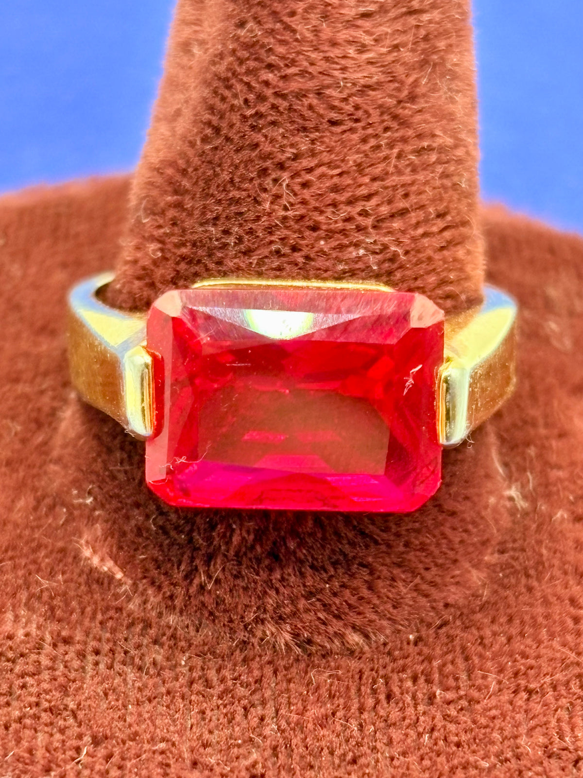 Vintage Gold Tone & Faceted Ruby Ring