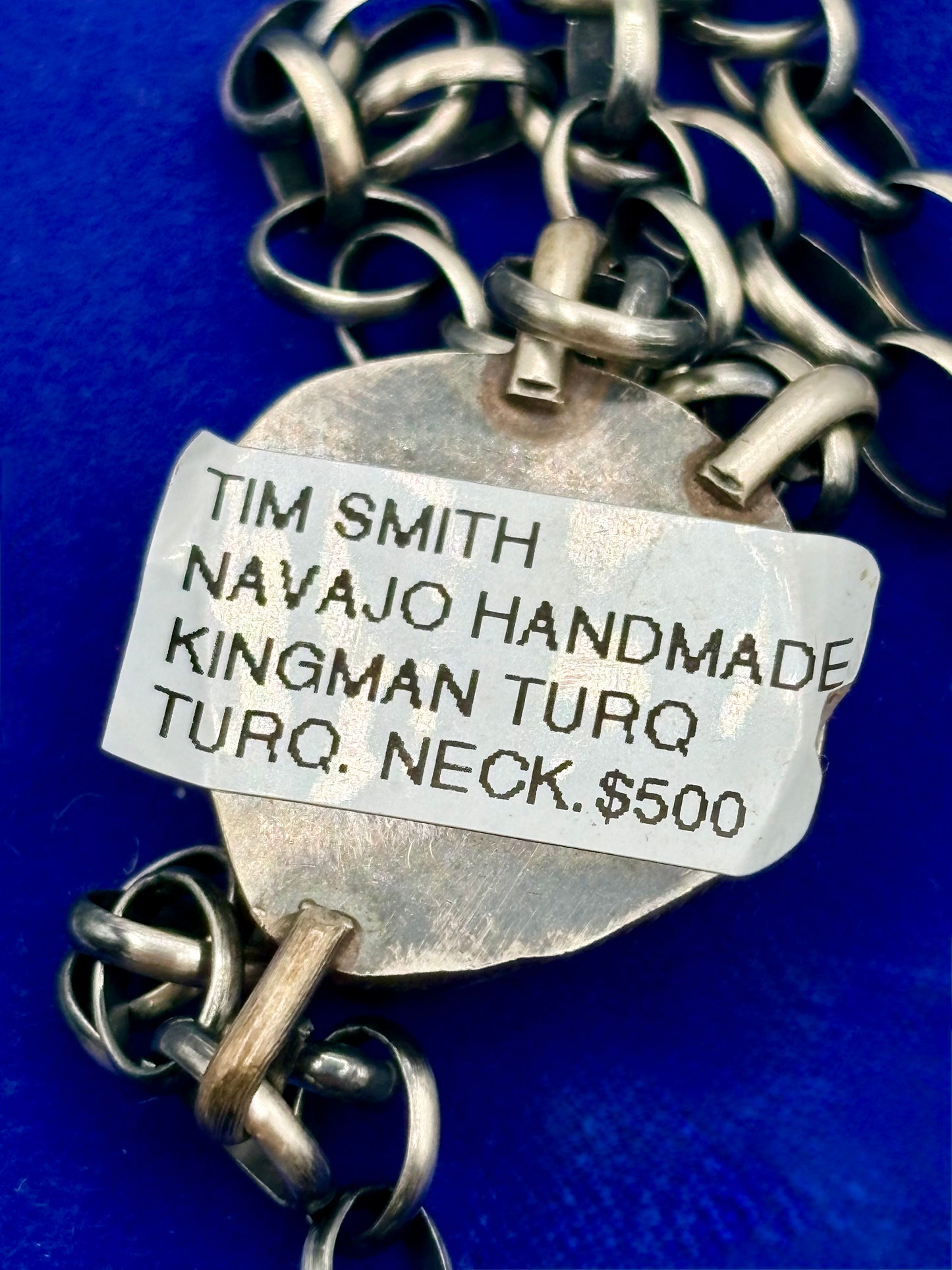 Sterling Silver Native Tim Smith Turquoise Drop Necklace
