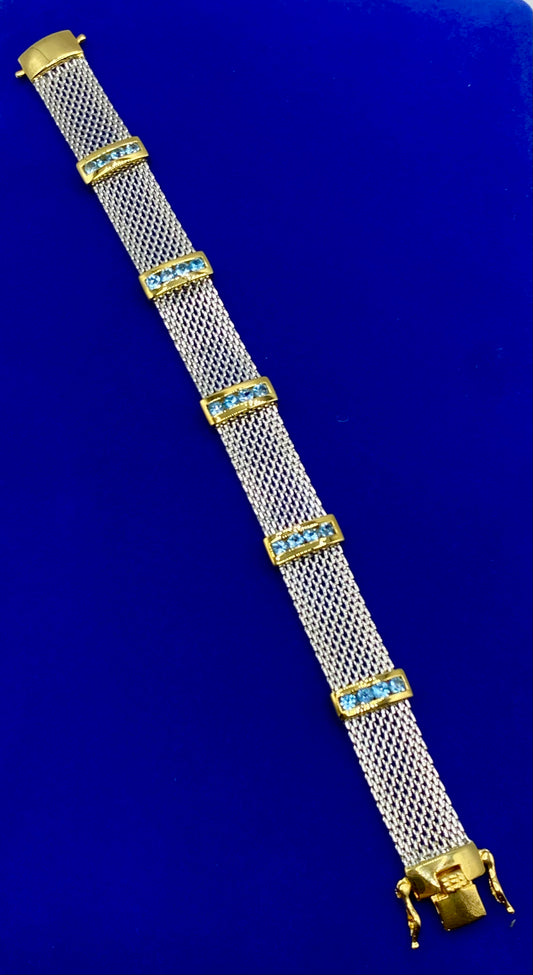 Mesh Sterling Silver Vermeil Channel Set Topaz Bracelet