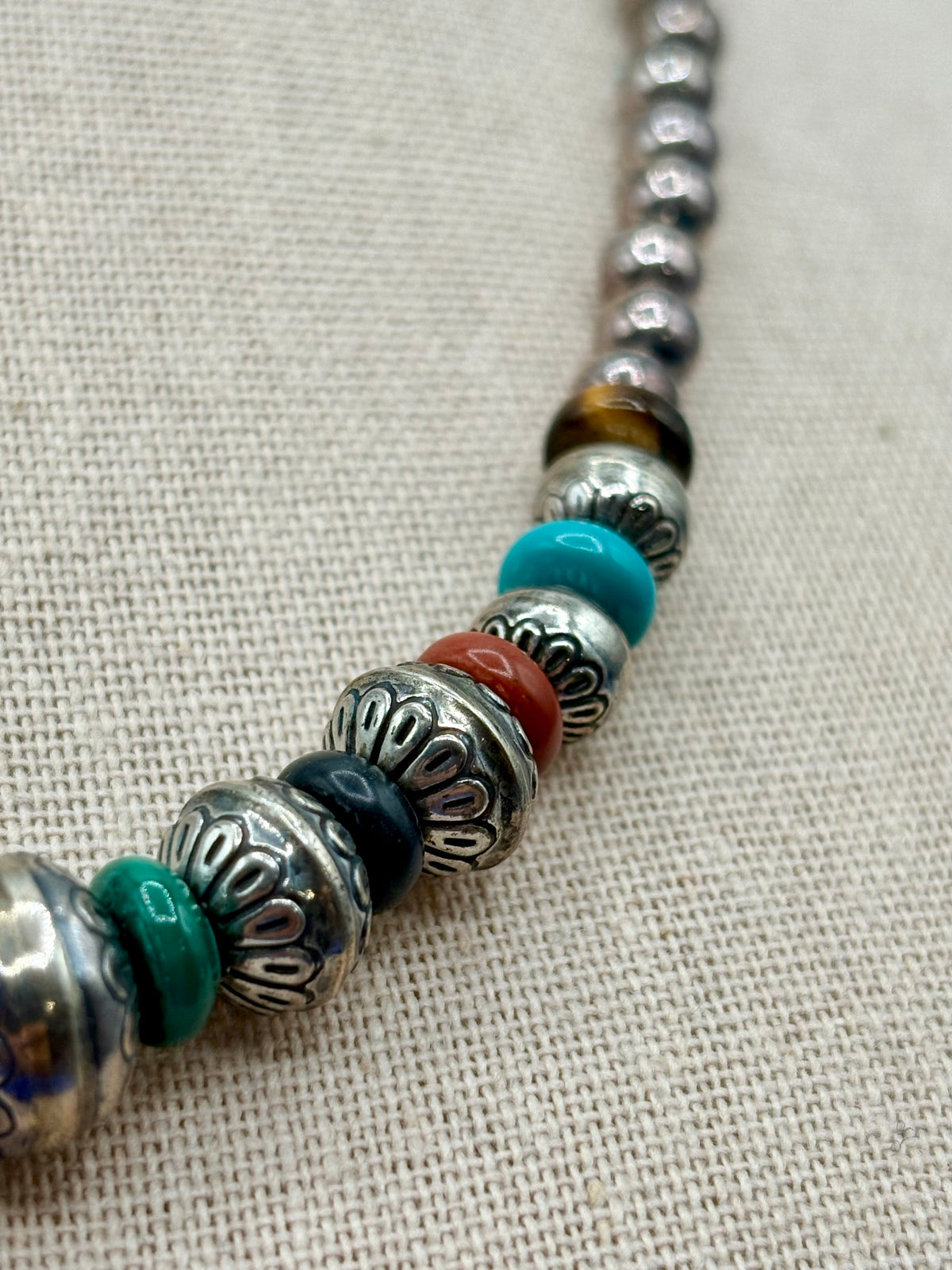 Sterling Silver Carolyn Pollack Native Graduated Gemstone Beaded Necklace