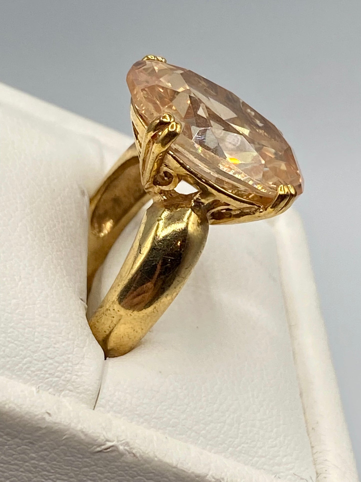 Glass Gold Tone Statement Ring