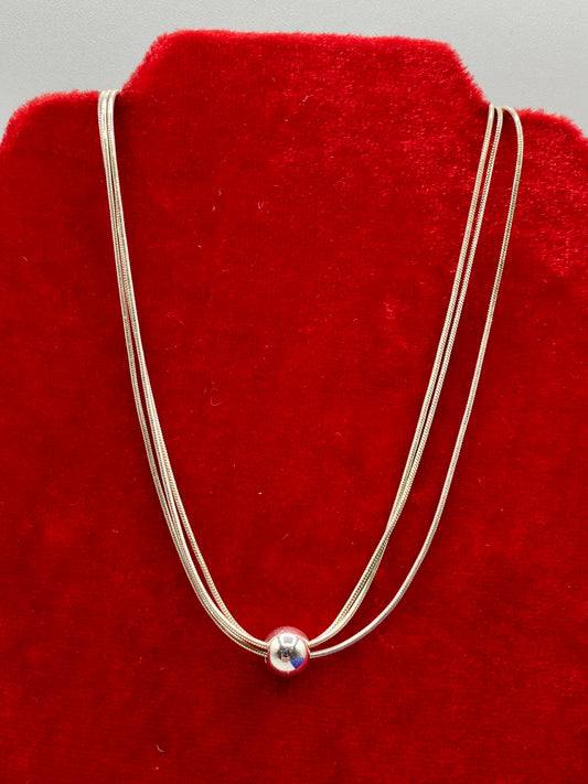 Sterling Silver Silpada Three Strand Thoreau Bead Drop Necklace