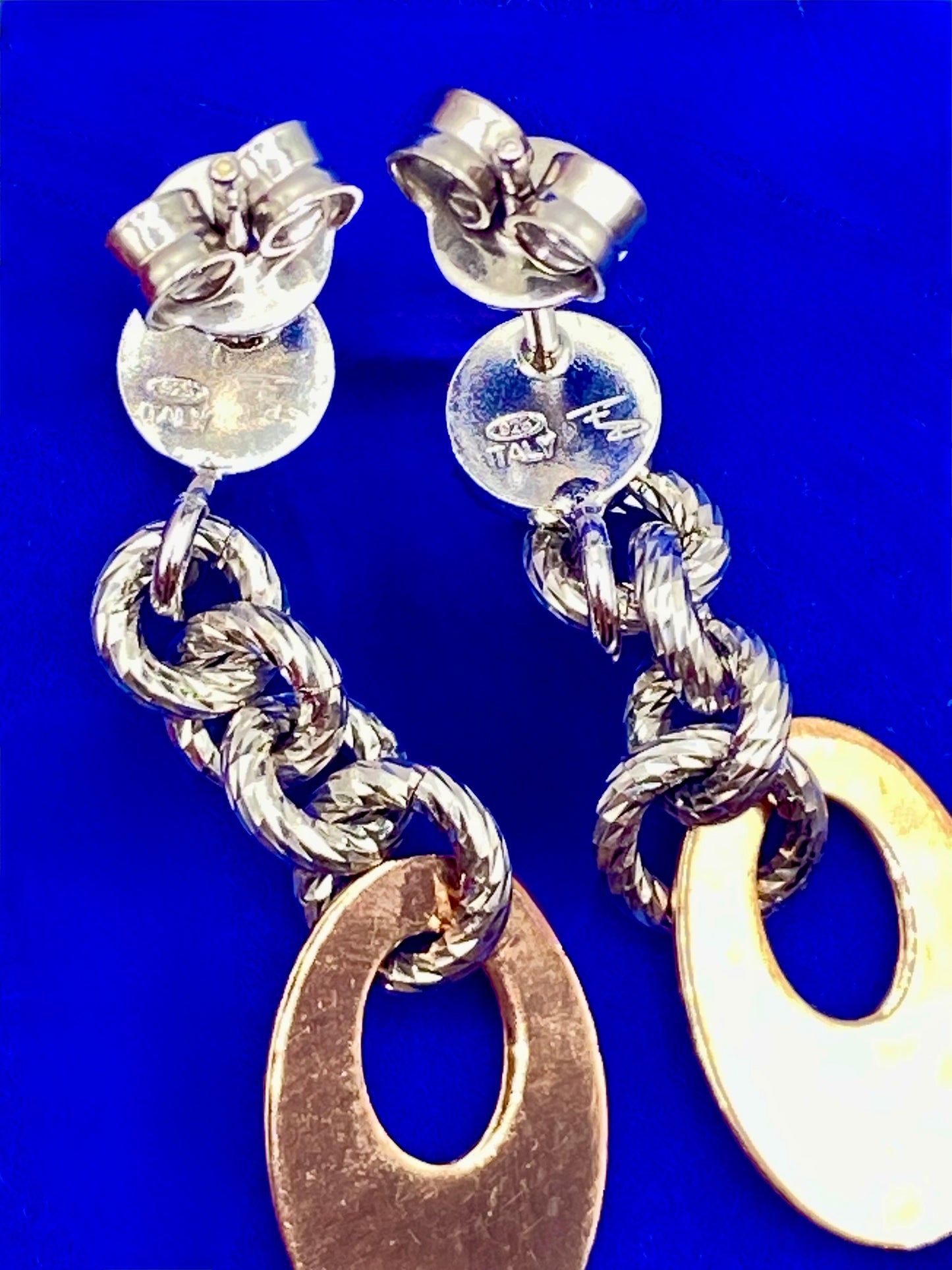 Sterling Silver Italy Duo Color Earrings