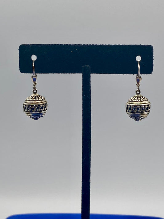 Bali Sterling Silver Drop Dangle Ball Earrings