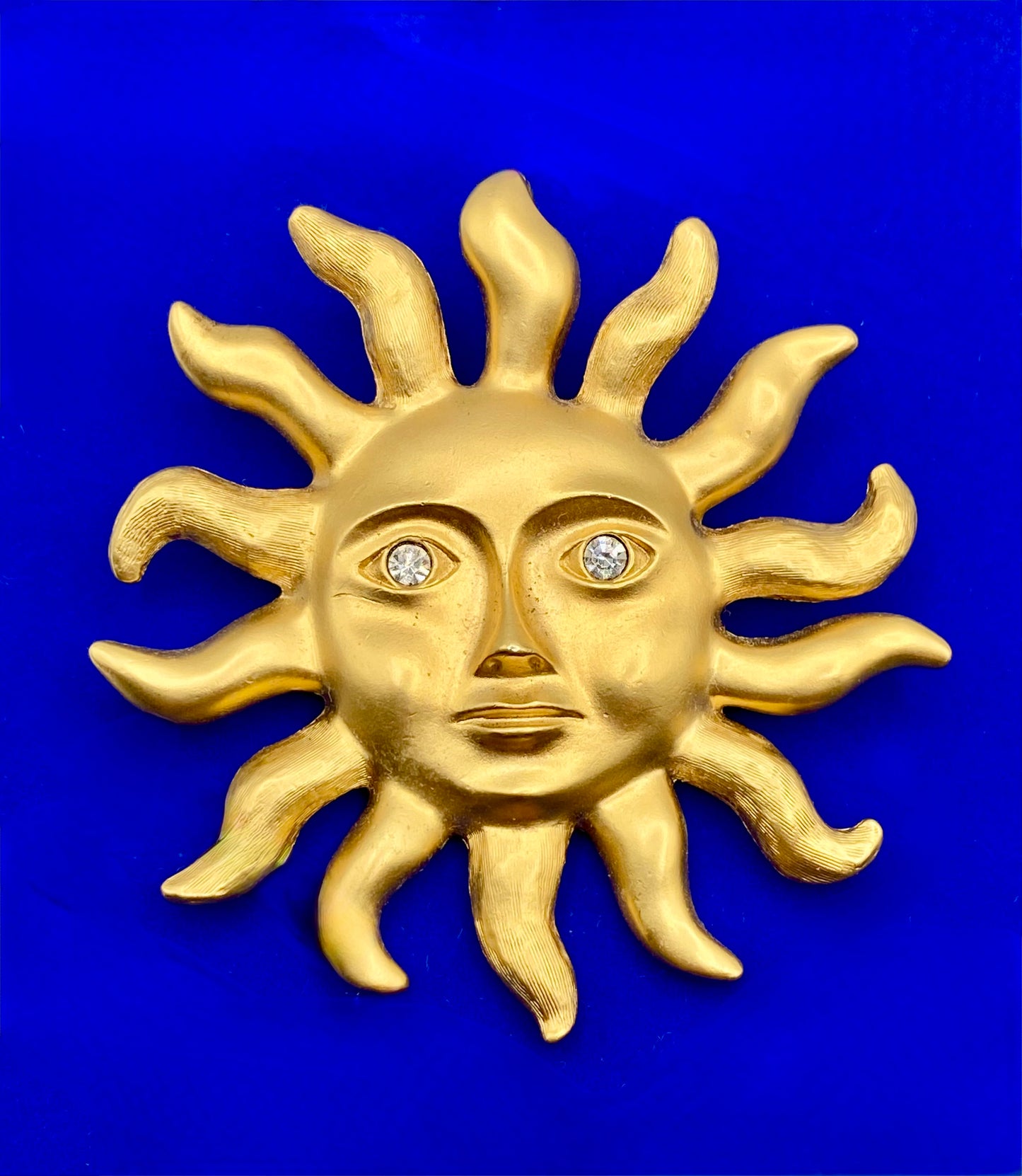 Vintage Avon Matte Gold Tone Celestial Sun Brooch