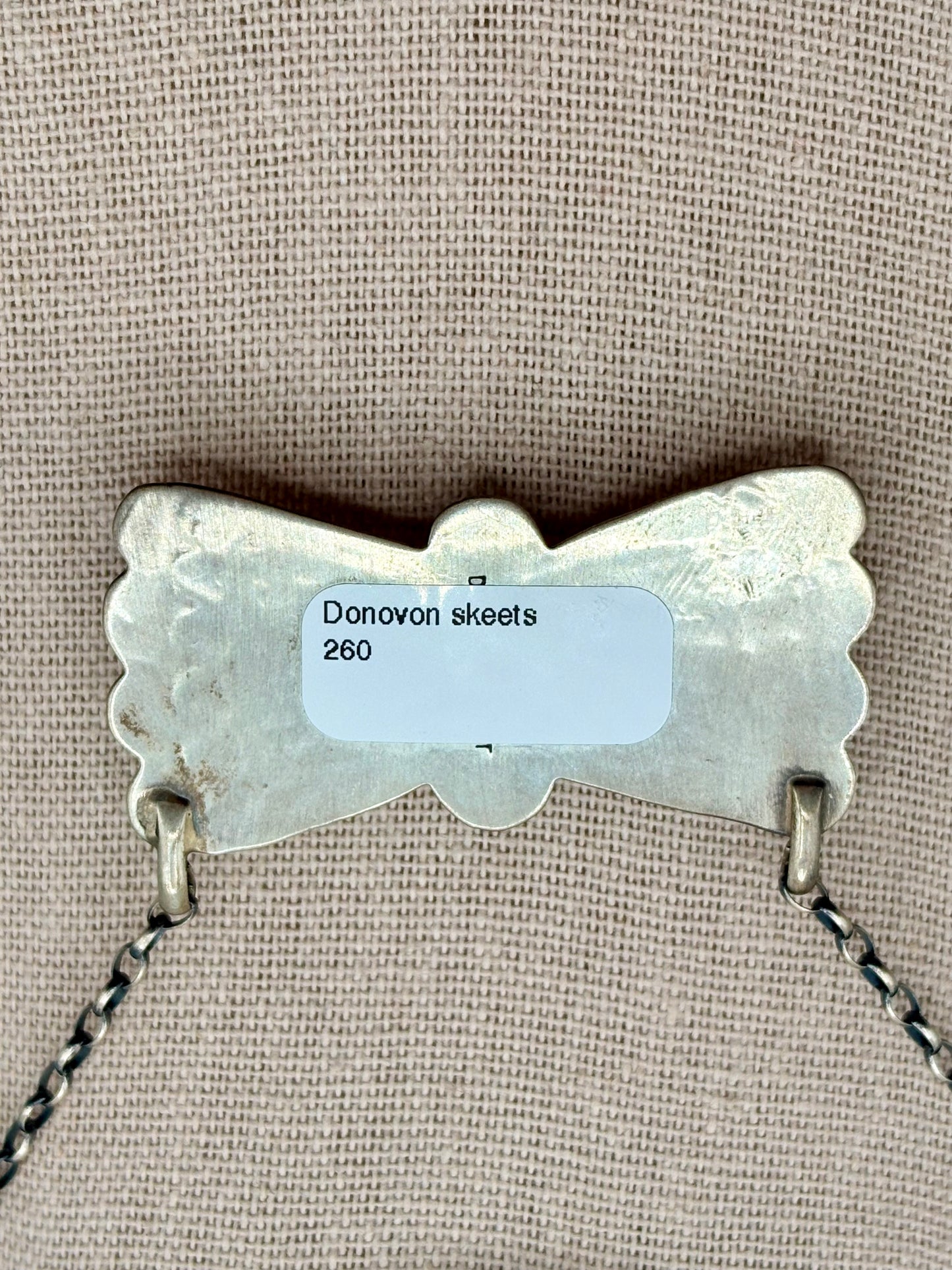 Sterling Silver Native Donovan Skeets Golden Hills Turquoise Bow Tie Necklace