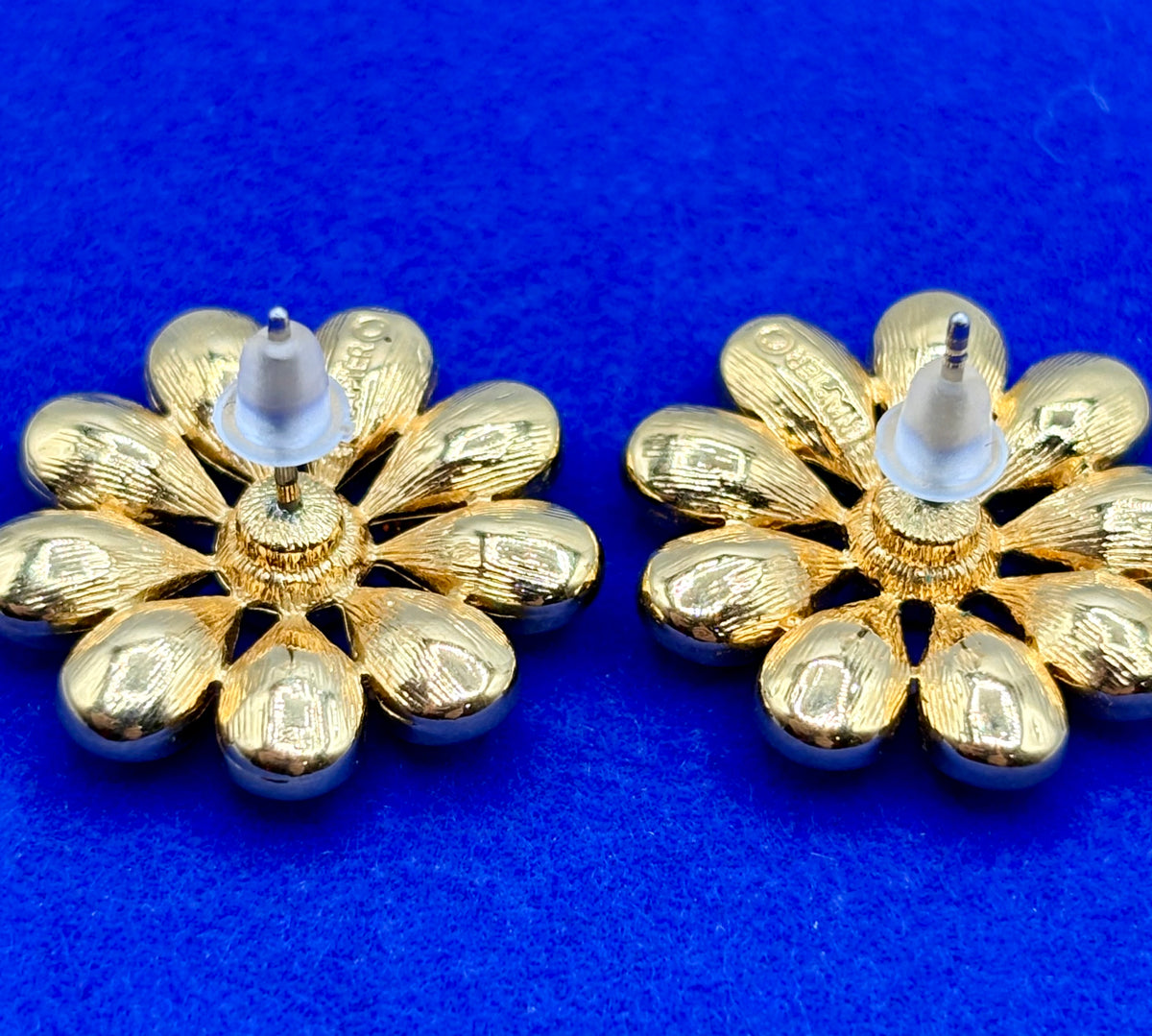 Vintage Gold Tone & Rhinestone Monet Earrings