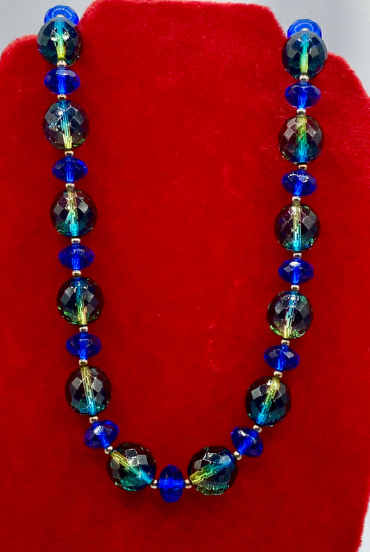 Joan Rivers Czechoslovakian Green & Blue Glass Necklace