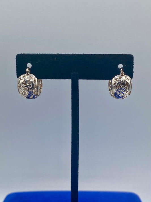 Sterling Silver Filigree Design Hoop Earrings