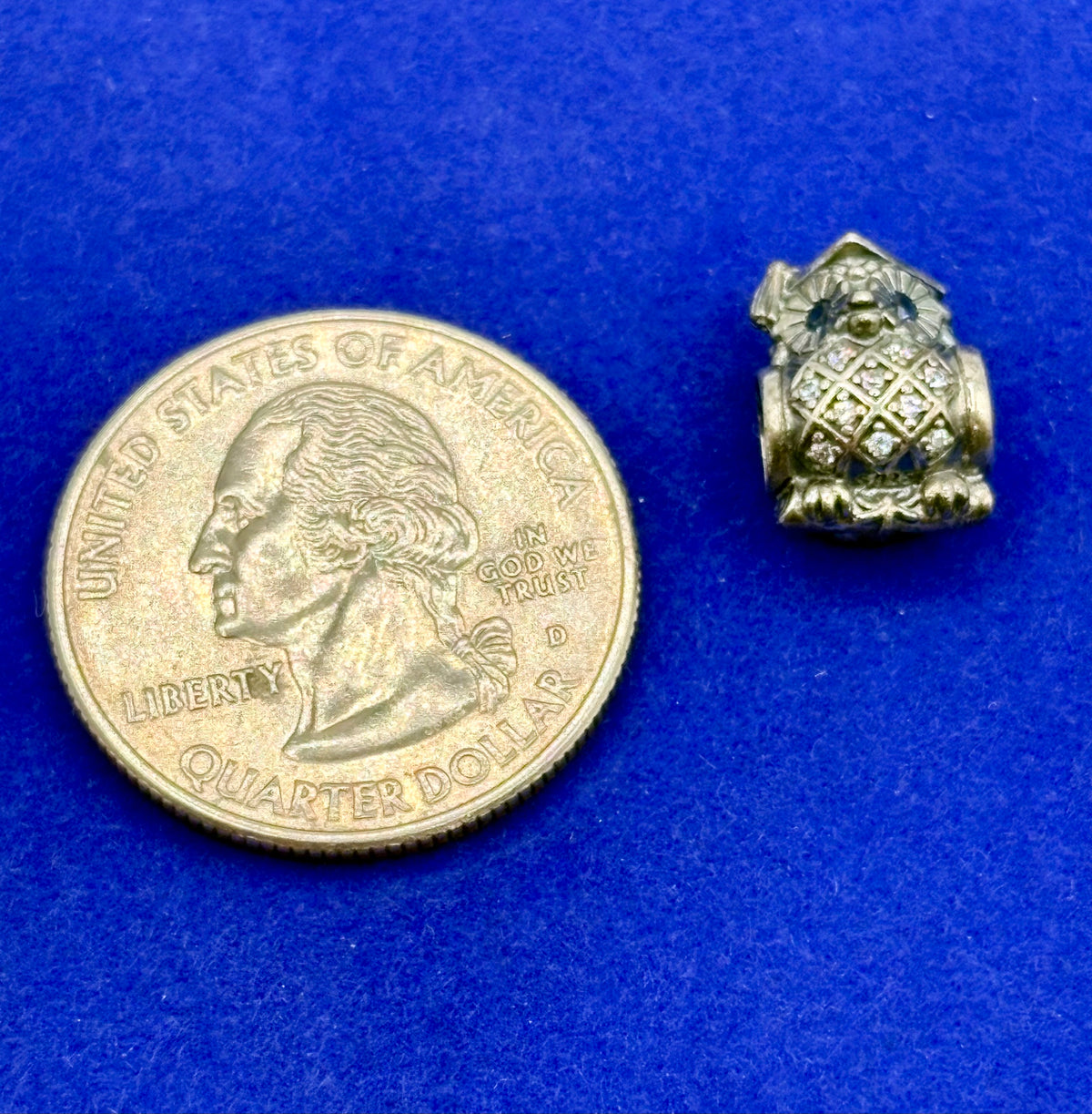 Pandora Sterling Silver CZ & Blue Crystal Graduate Owl Charm Bead