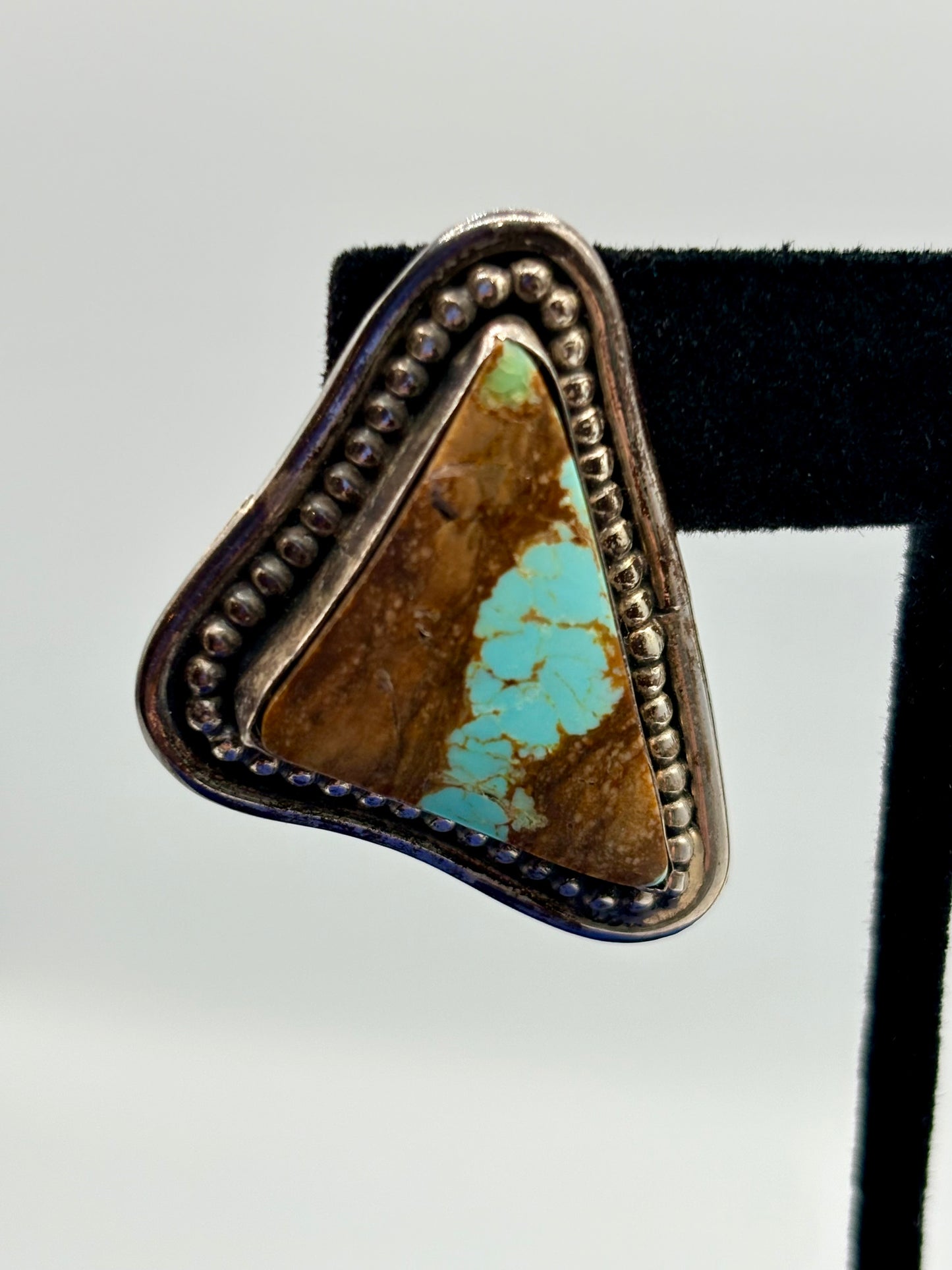 Sterling Silver Native Robert Livingston Turquoise Triangle Earrings