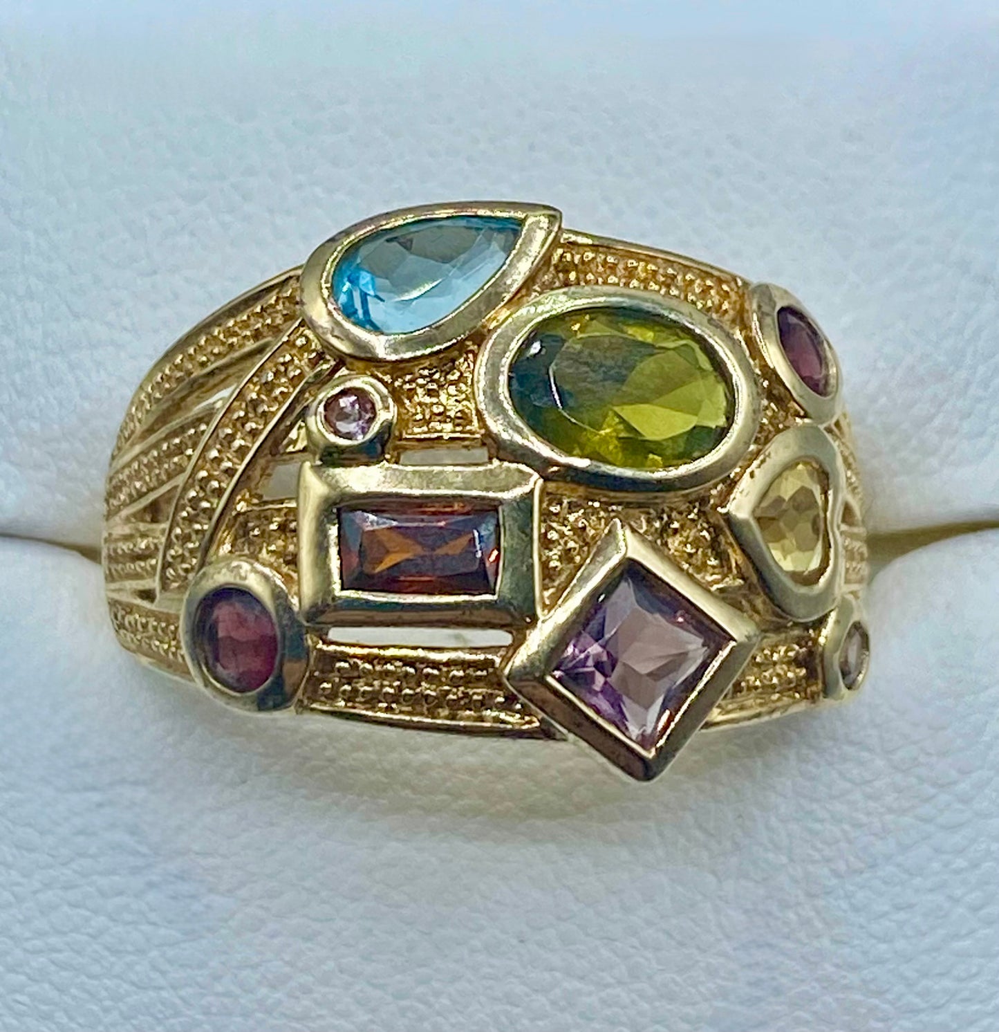 Sterling Silver Vermeil Precious Stone Cluster Ring