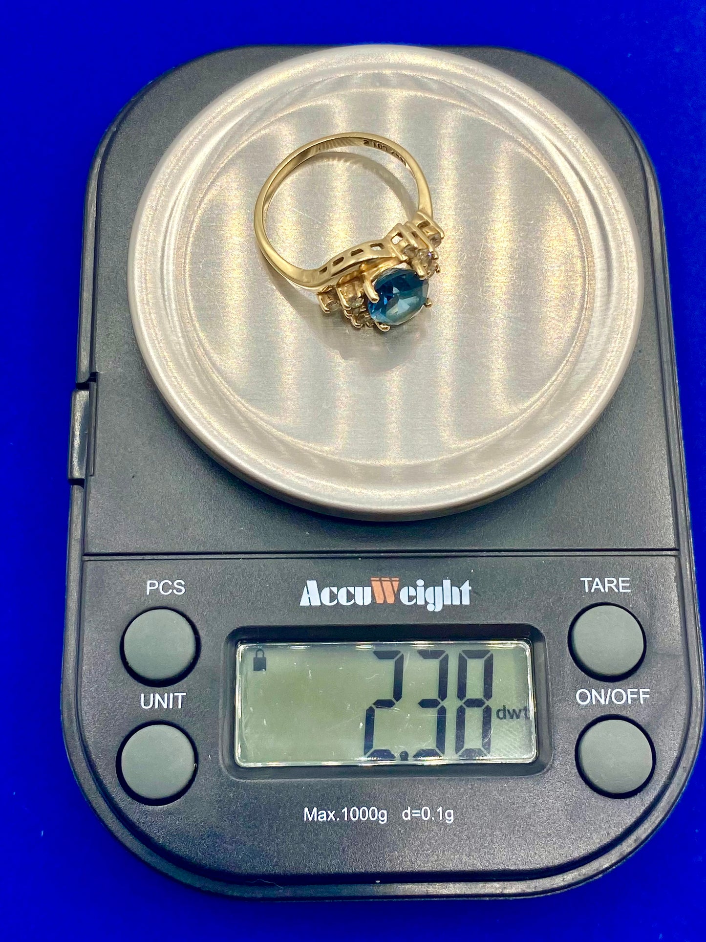 14K Gold Topaz & Diamond Ring