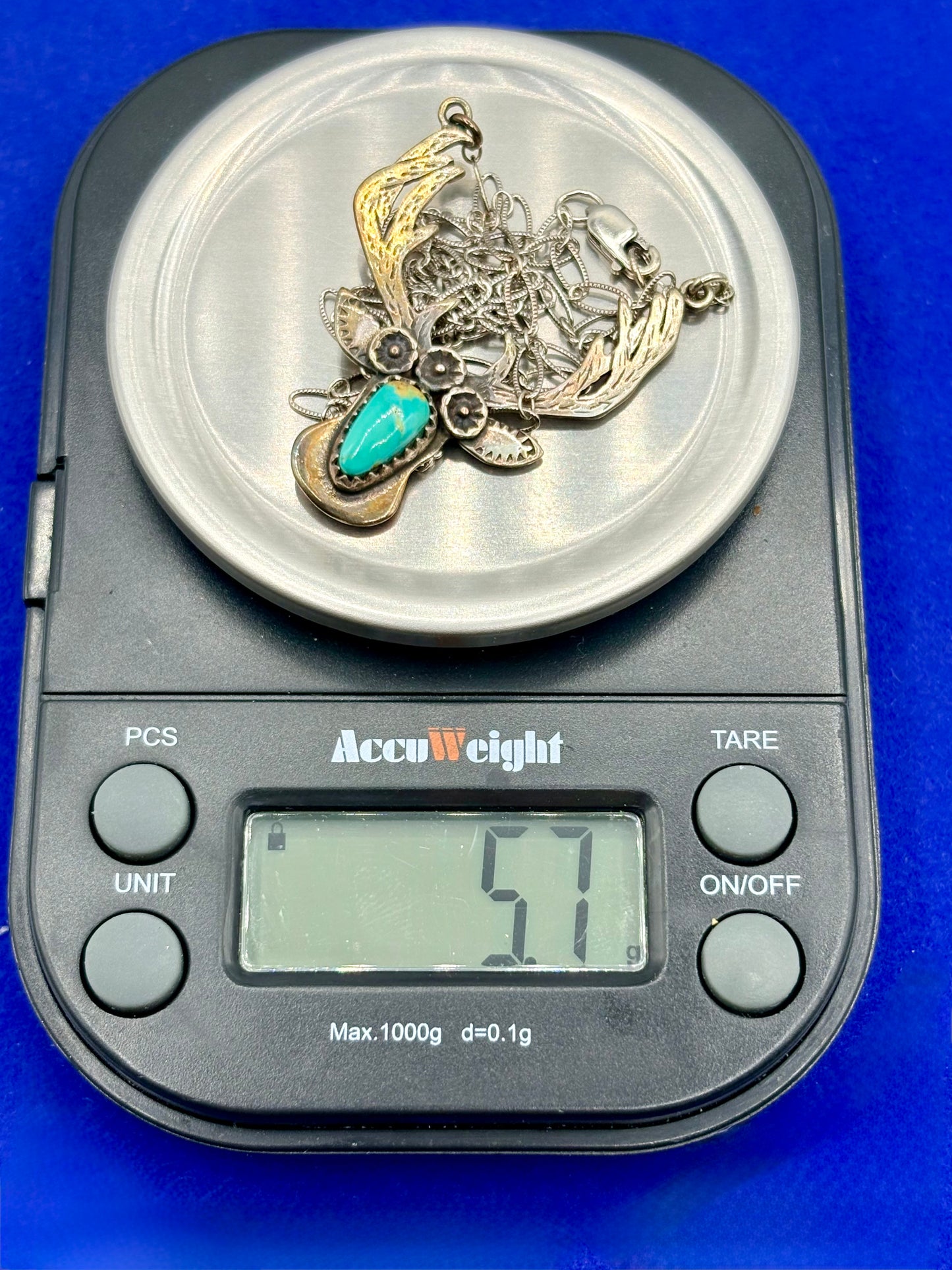 Sterling Silver Southwestern Deer Head Turquoise Necklace