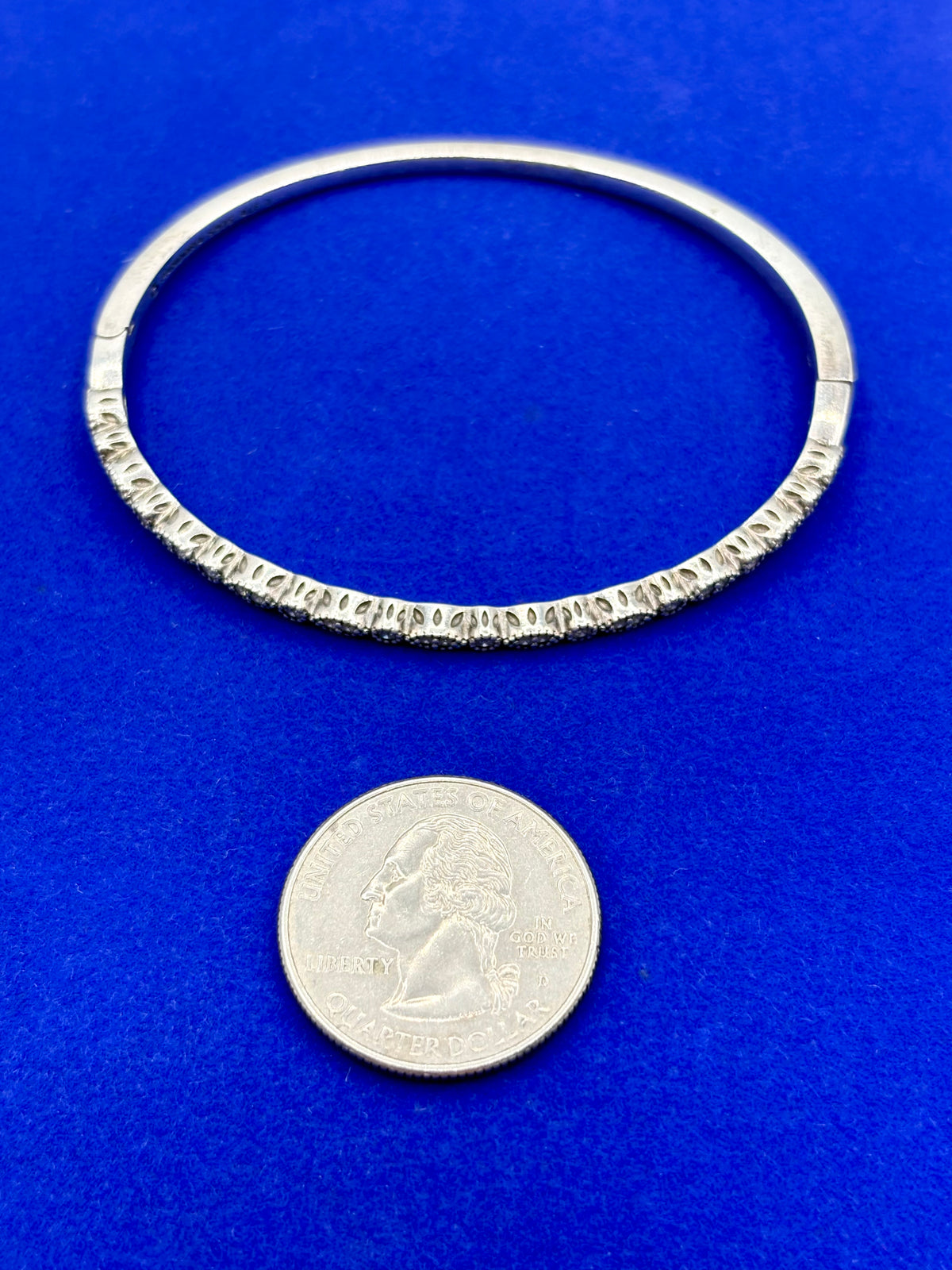 Pandora Sterling Silver & CZ Hinged Bangle Bracelet