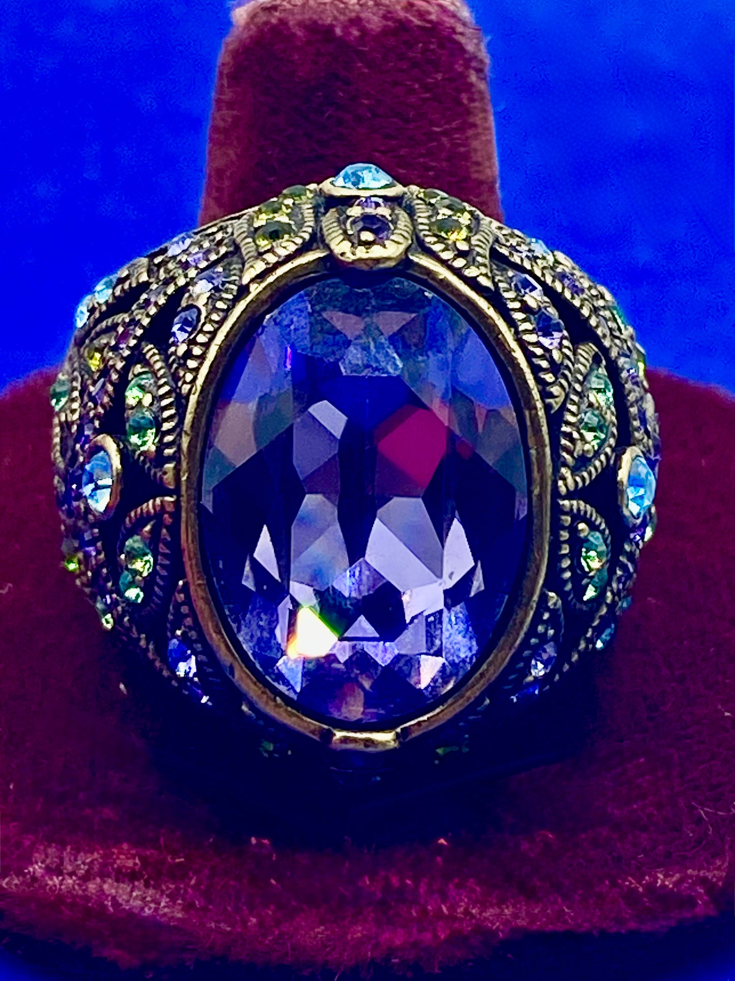 Heidi Daus “Delight in Tanzanite Swarovski Crystal Dome Ring