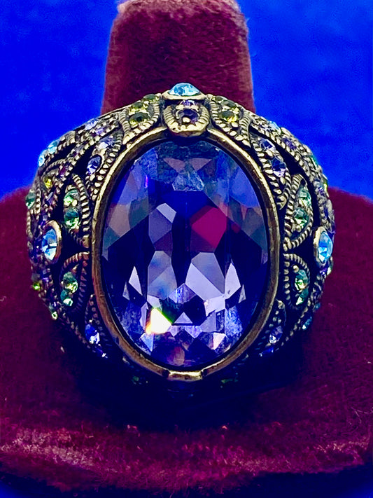 Heidi Daus “Delight in Tanzanite Swarovski Crystal Dome Ring