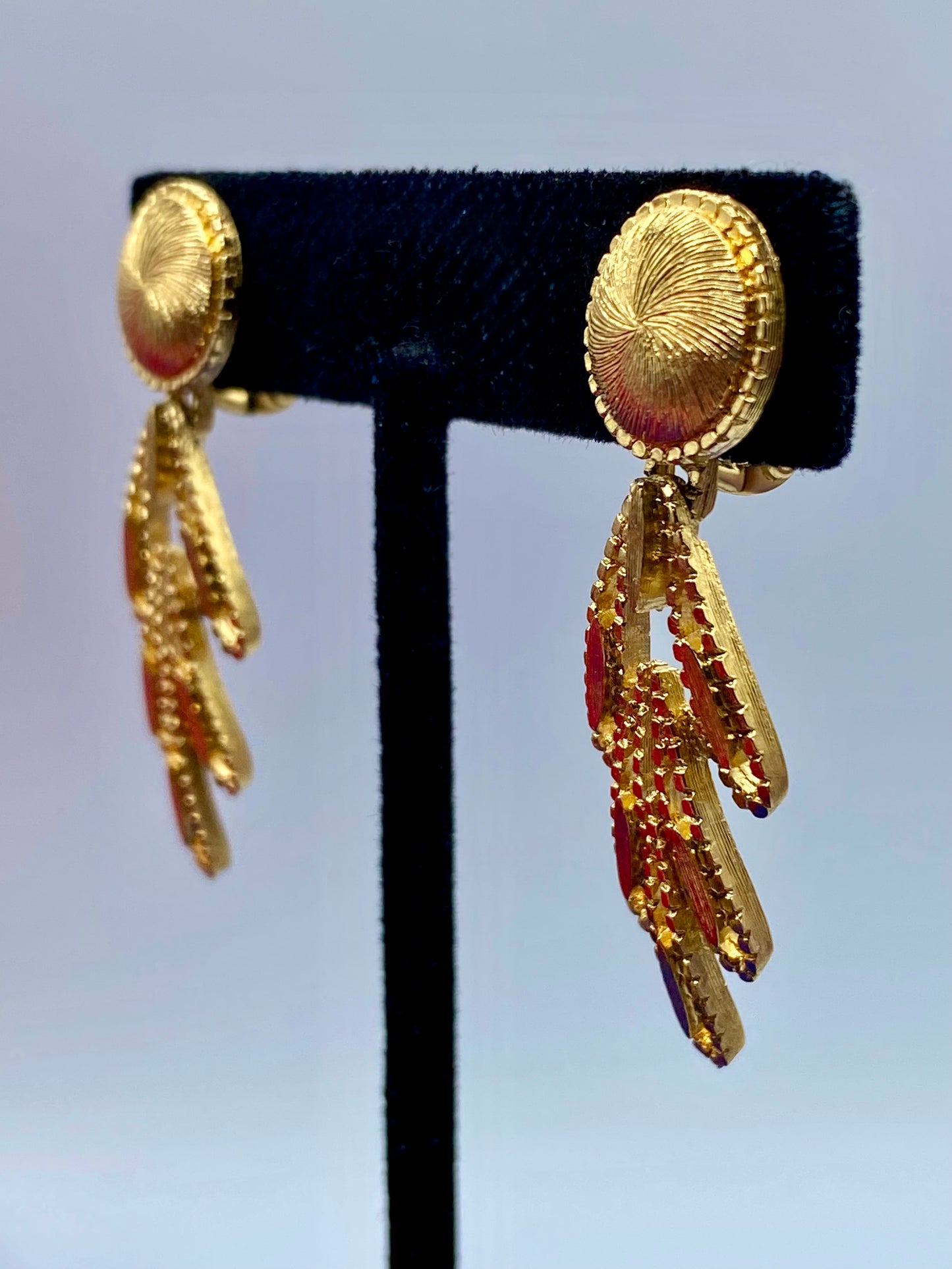Vintage Monet Gold Tone Dangle Earrings