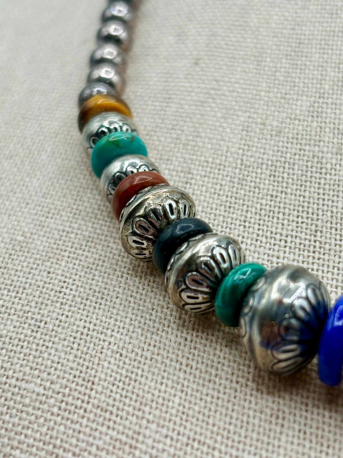 Sterling Silver Carolyn Pollack Native Graduated Gemstone Beaded Necklace