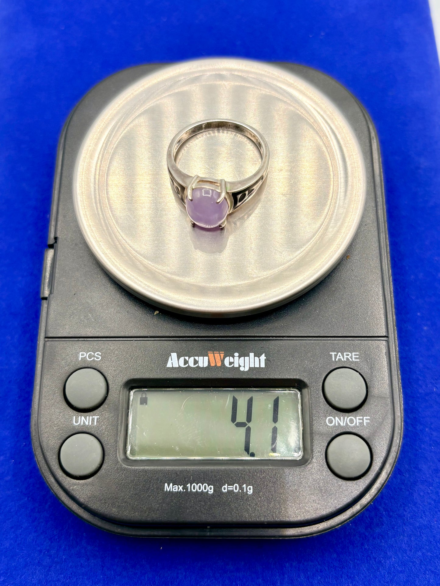 Sterling Silver CNA Purple Jade Ring