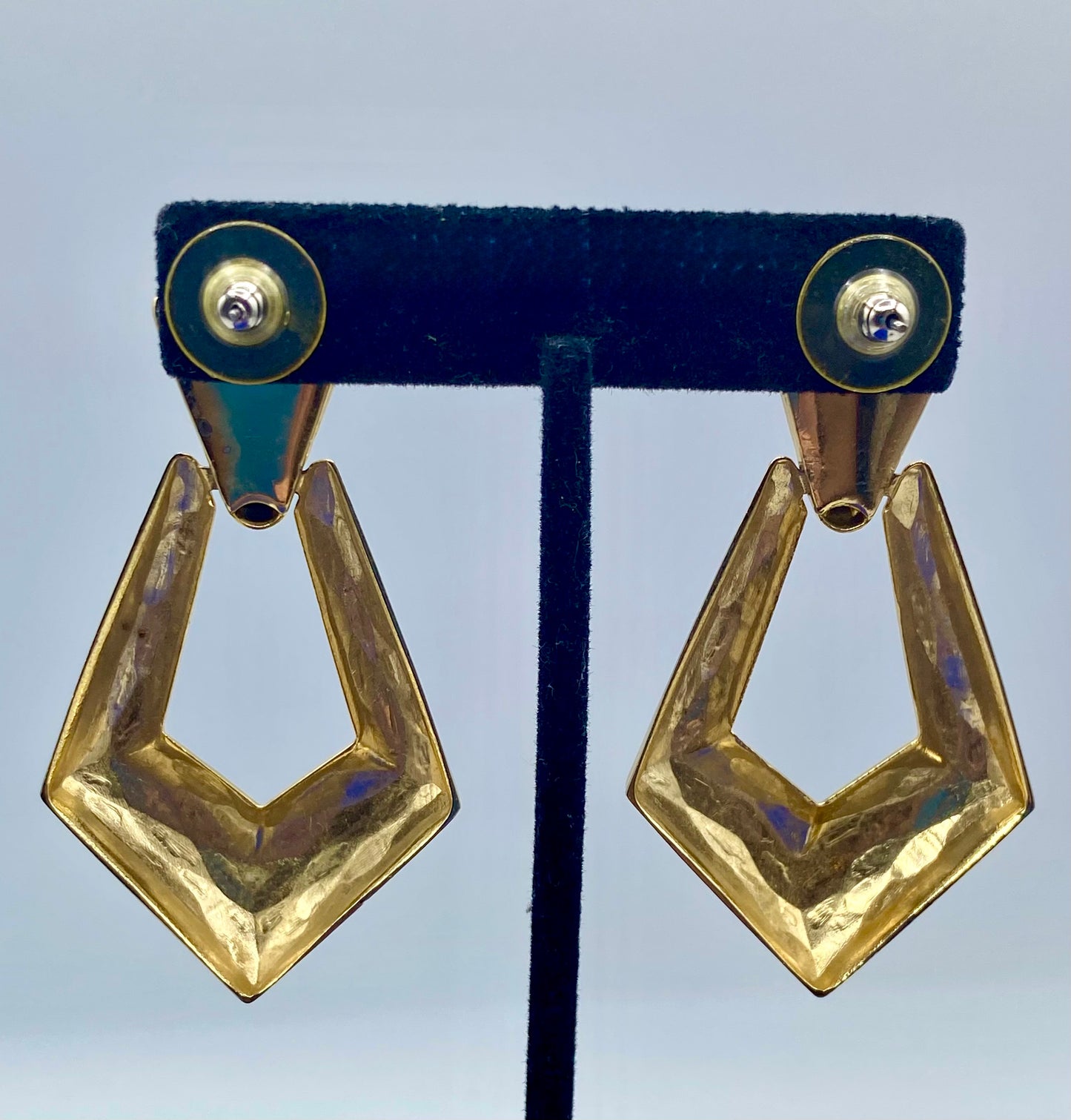 Gold Tone Diamond Shaped Earrings