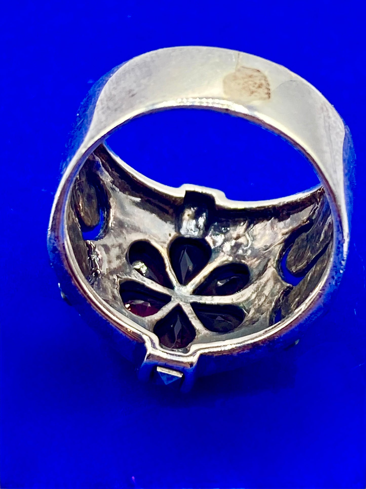 Sterling Silver Marcasite & Garnet CFJ Ring