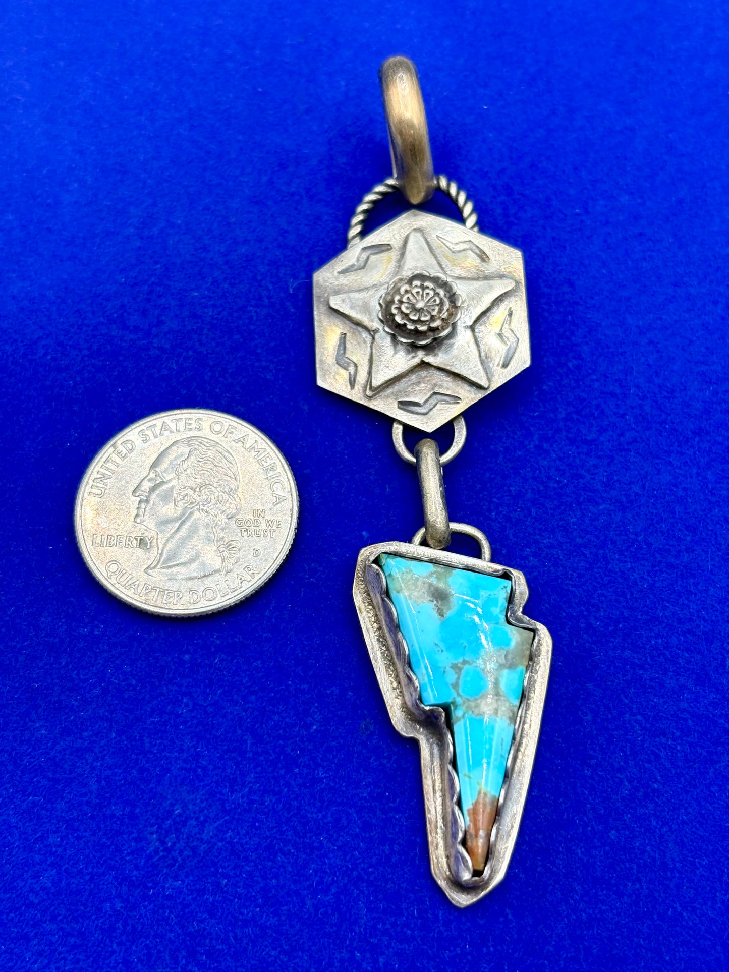 Sterling Silver Southwestern Turquoise Lighting Bolt Pendant
