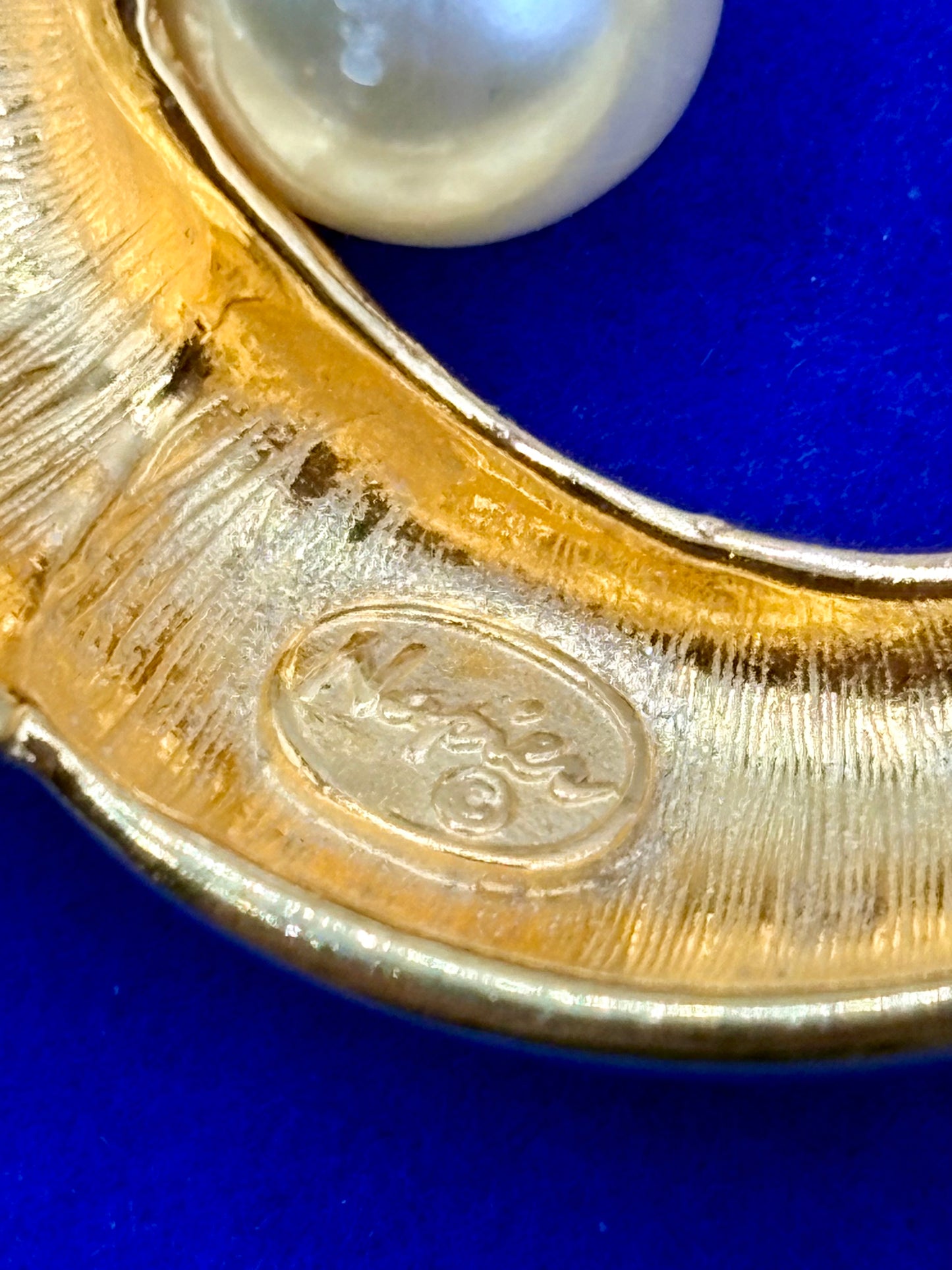 Vintage Gold Tone & Faux Pearl Napier Brooch