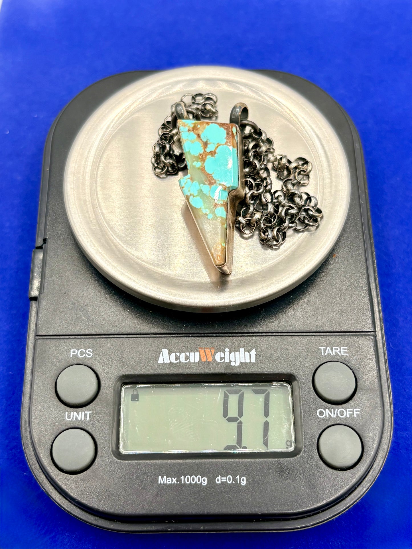 Sterling Silver Native Alfred Martinez Turquoise Lighting Bolt Necklace
