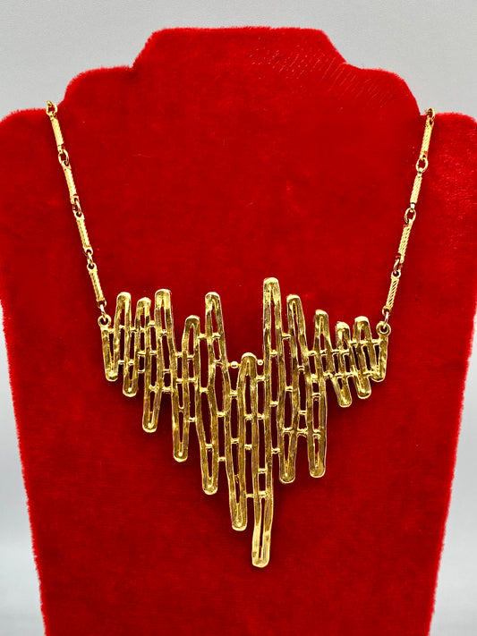 Vintage Celebrity NY Gold Tone Brutalist Necklace