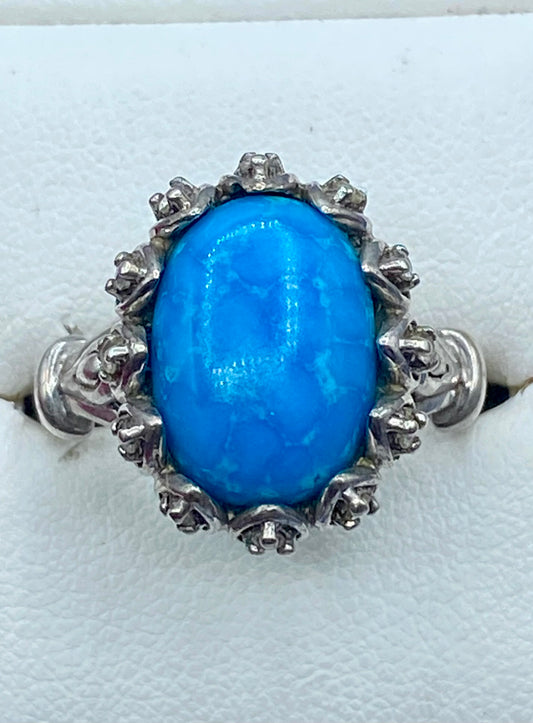 Sterling Silver Turquoise & Topaz Ring
