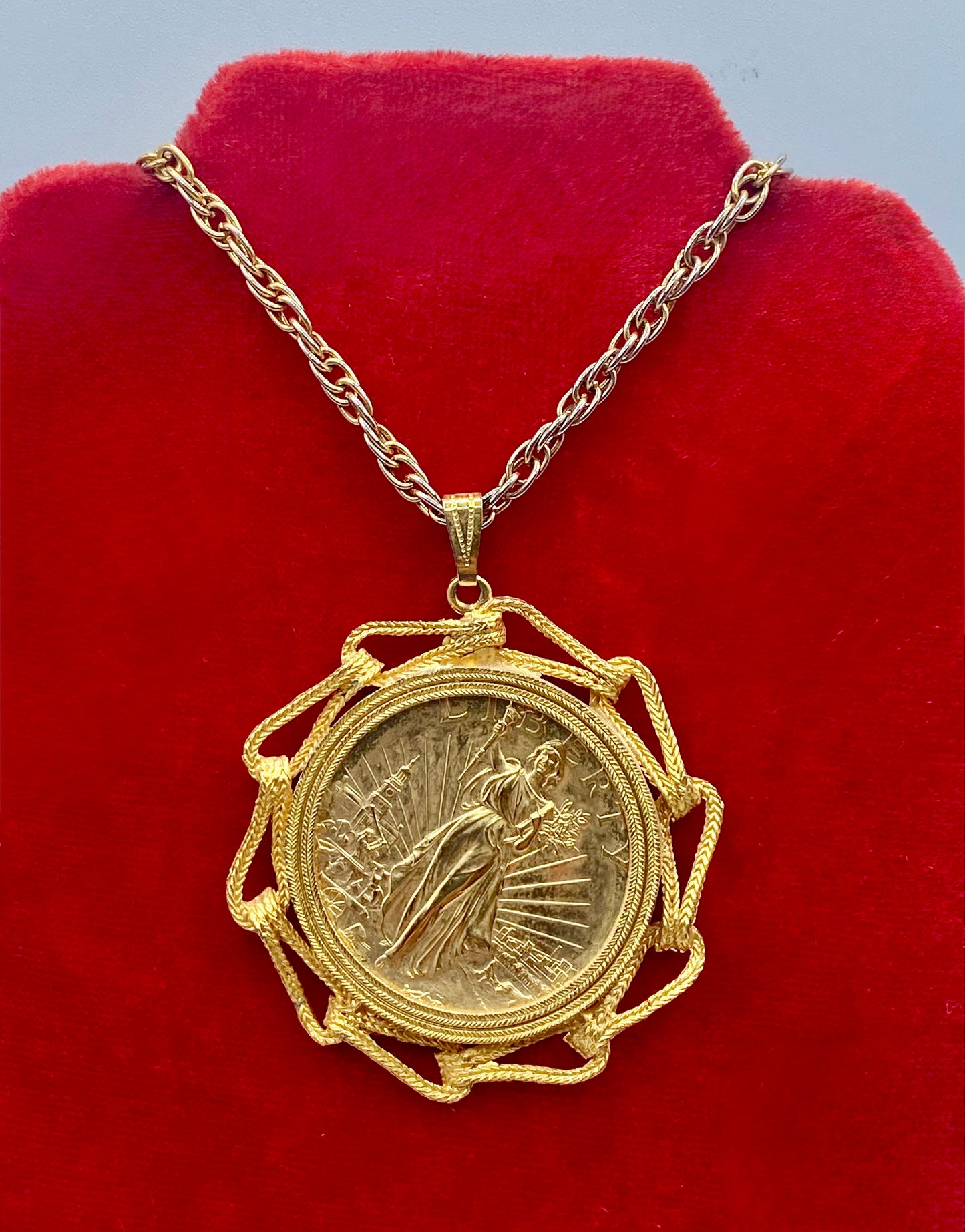 Vintage Gold Tone Coin Necklace