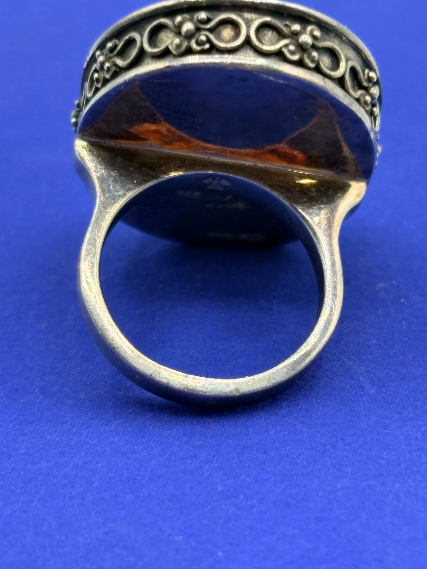 Sterling Silver Carved Abalone Artisan Made Ring