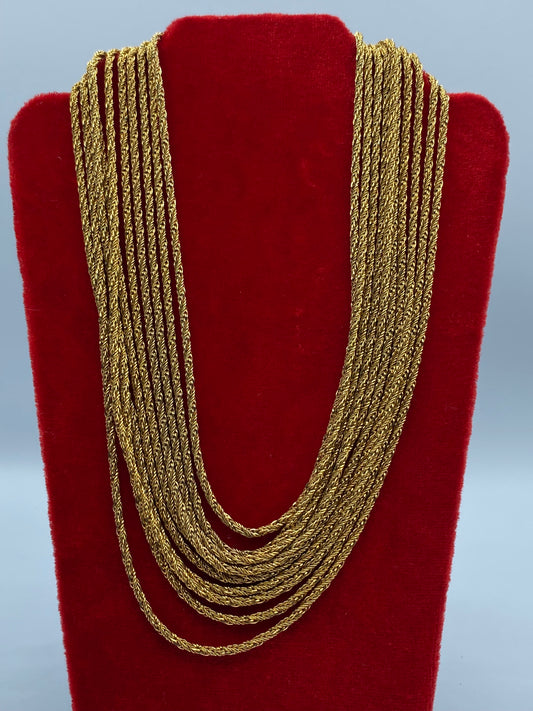 Multi Strand Gold Tone Necklace