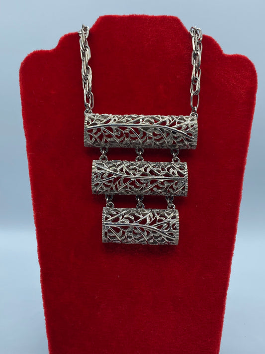 Vintage Lucien Piccard Silver Tone Statement Necklace