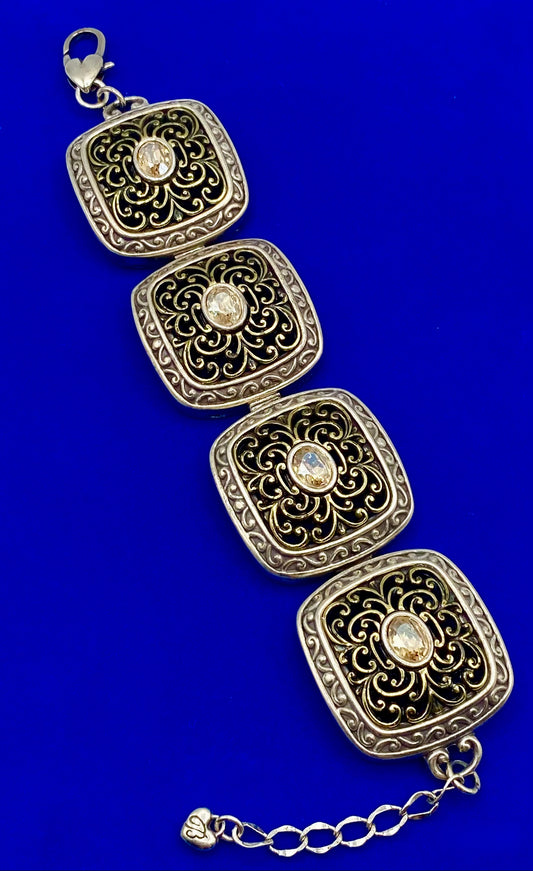 Brighton Two Toned Heavy Hinged Panel Bracelet