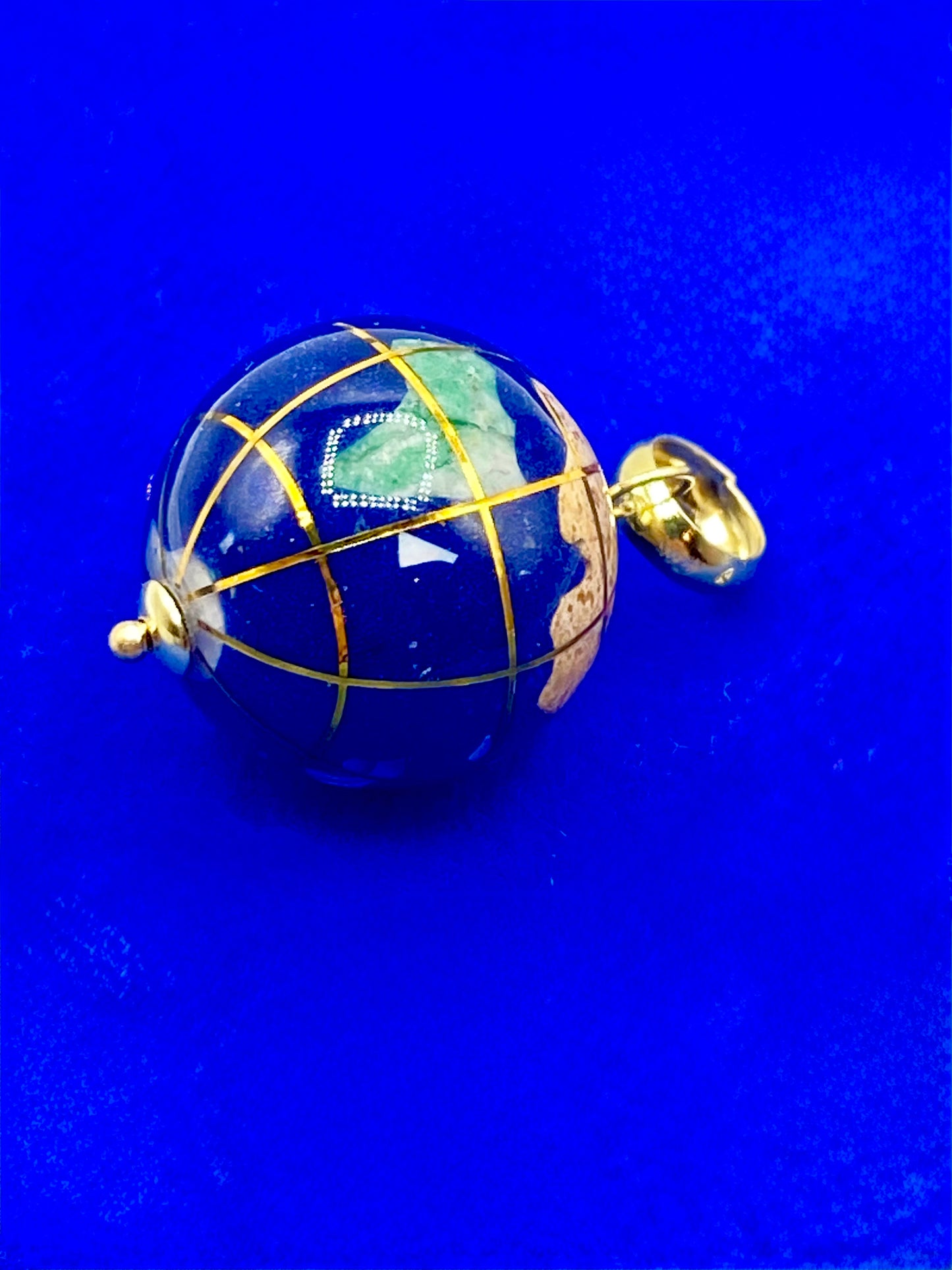 Michael Anthony Multi Gemstone Inlay 14K Gold Earth Globe Pendant
