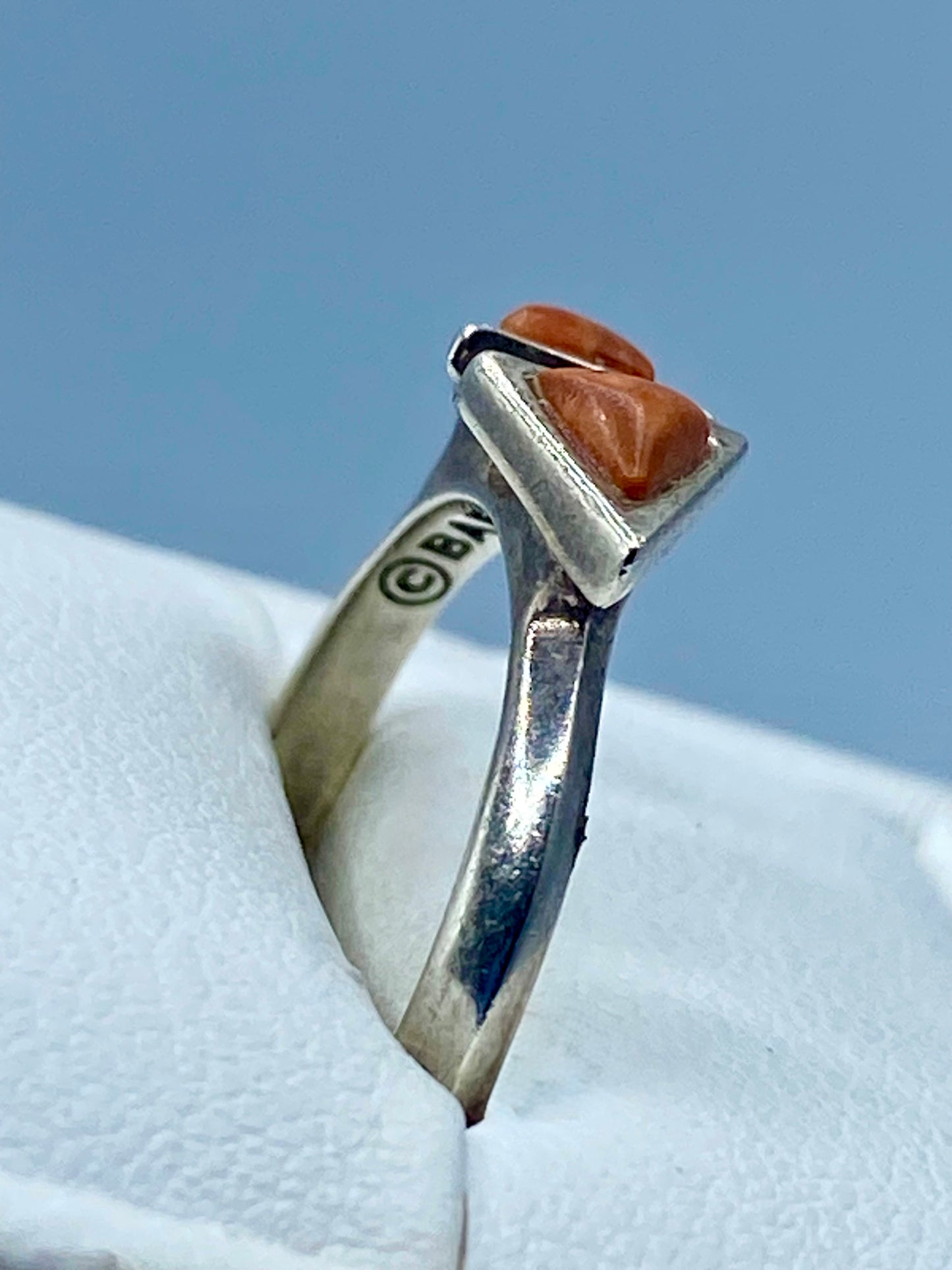 Sterling Silver Barse Coral Stacker Ring