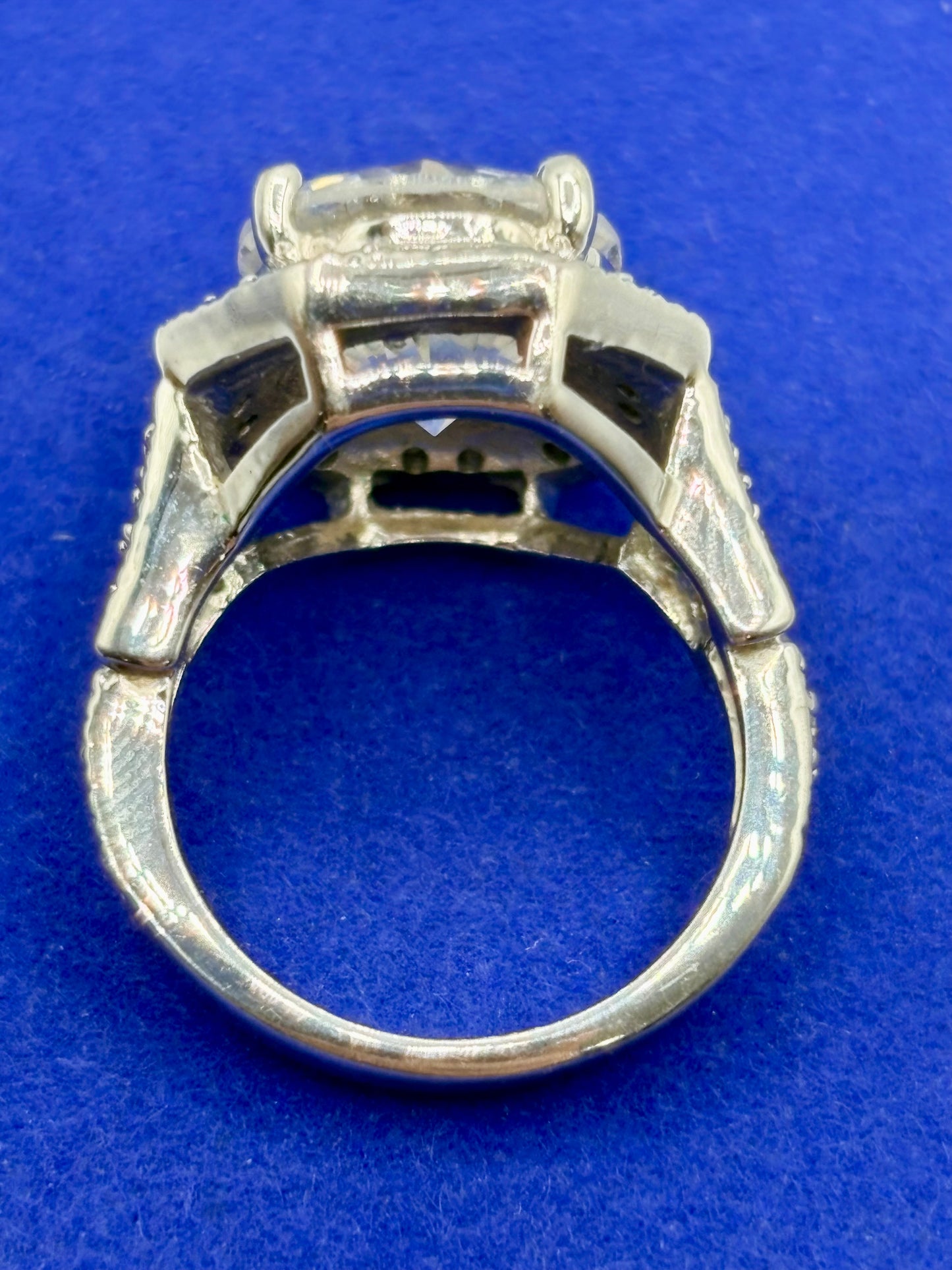 Silver Tone & Clear Rhinestone Statement Ring