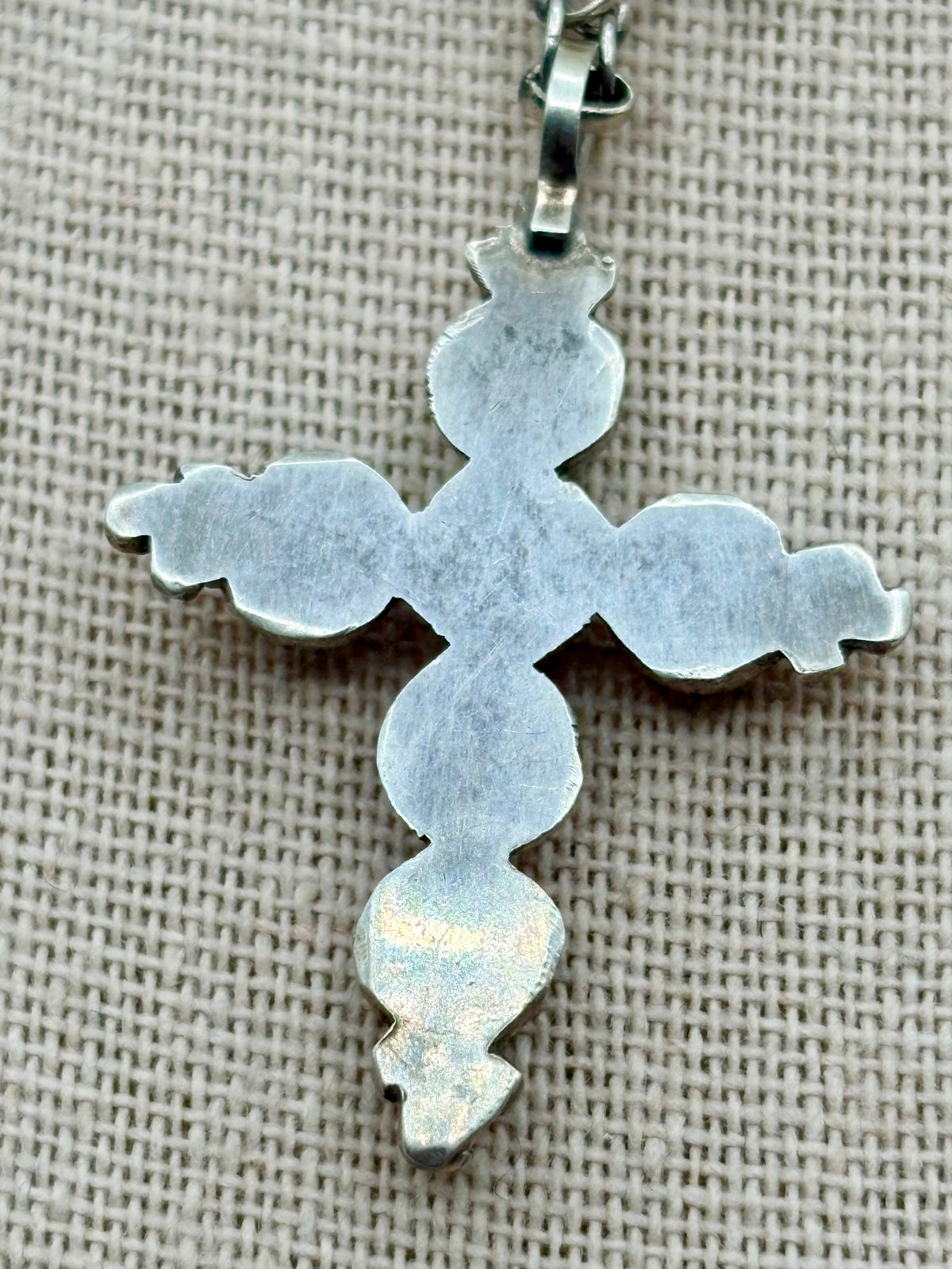 Sterling Silver Native Turquoise Cross Necklace