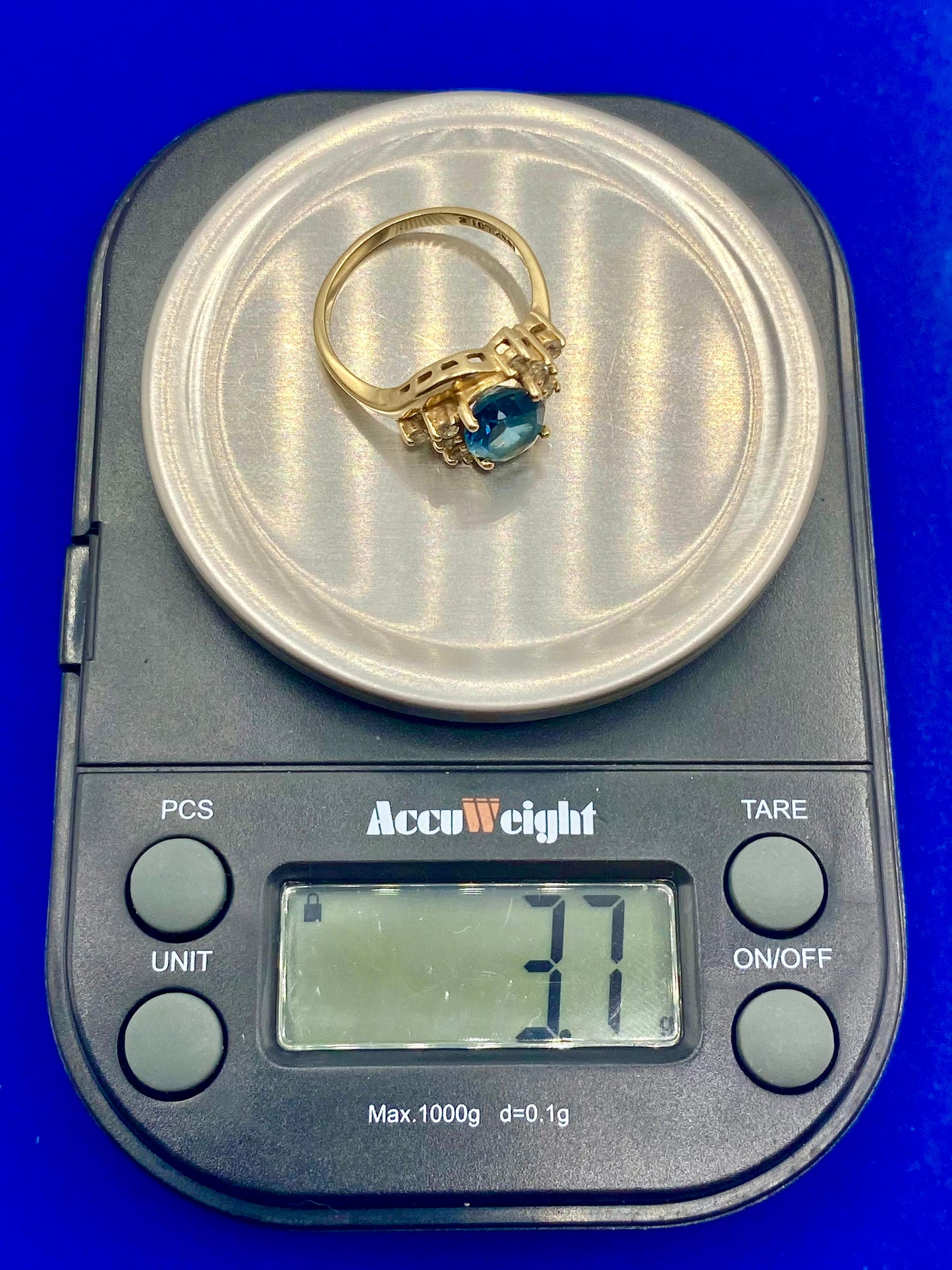14K Gold Topaz & Diamond Ring