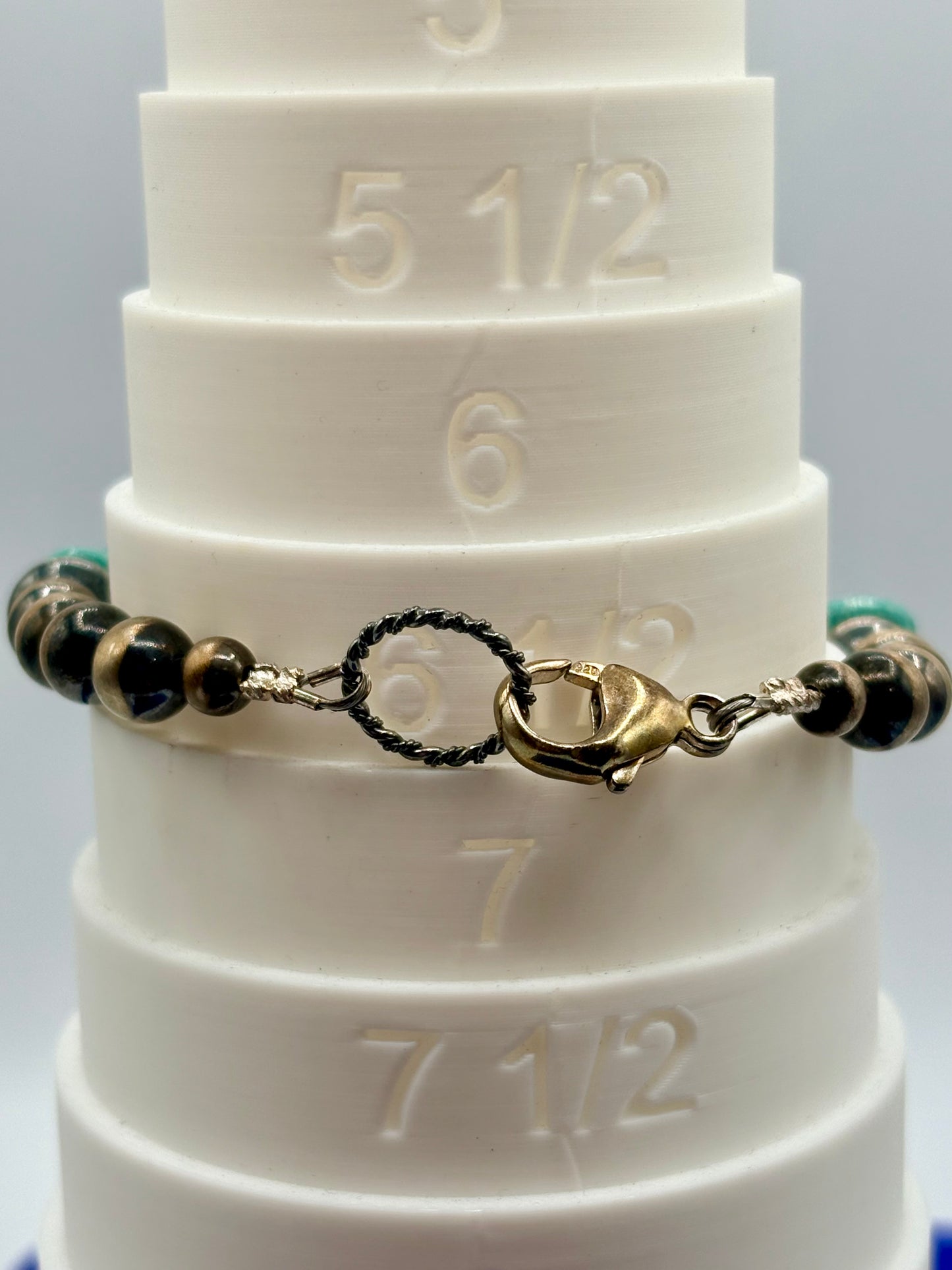 Sterling Silver Southwestern Turquoise & Silver Pearl Bracelet