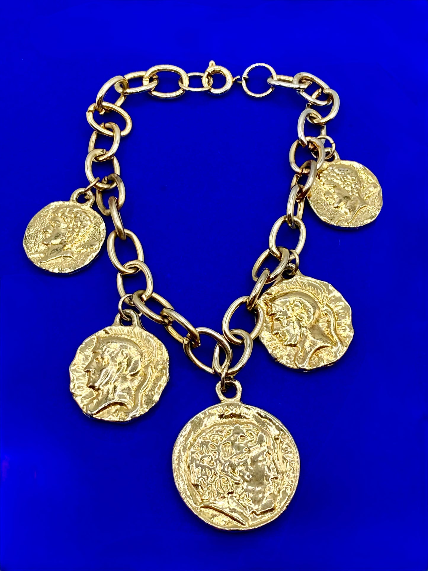 Vintage Gold Tone Faux Coin Bracelet