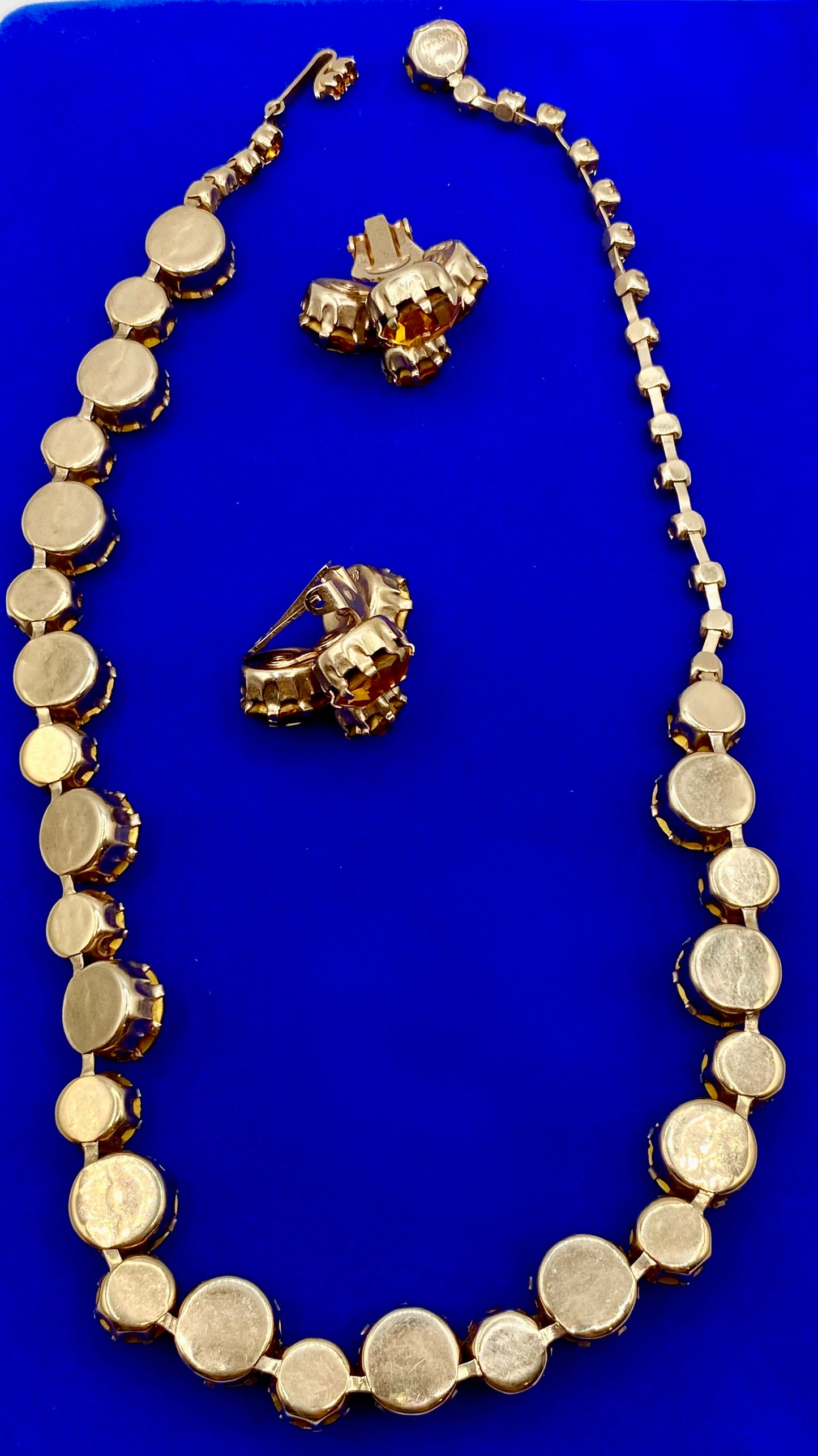 Vintage Kramer Orange Rhinestone Jewelry Set