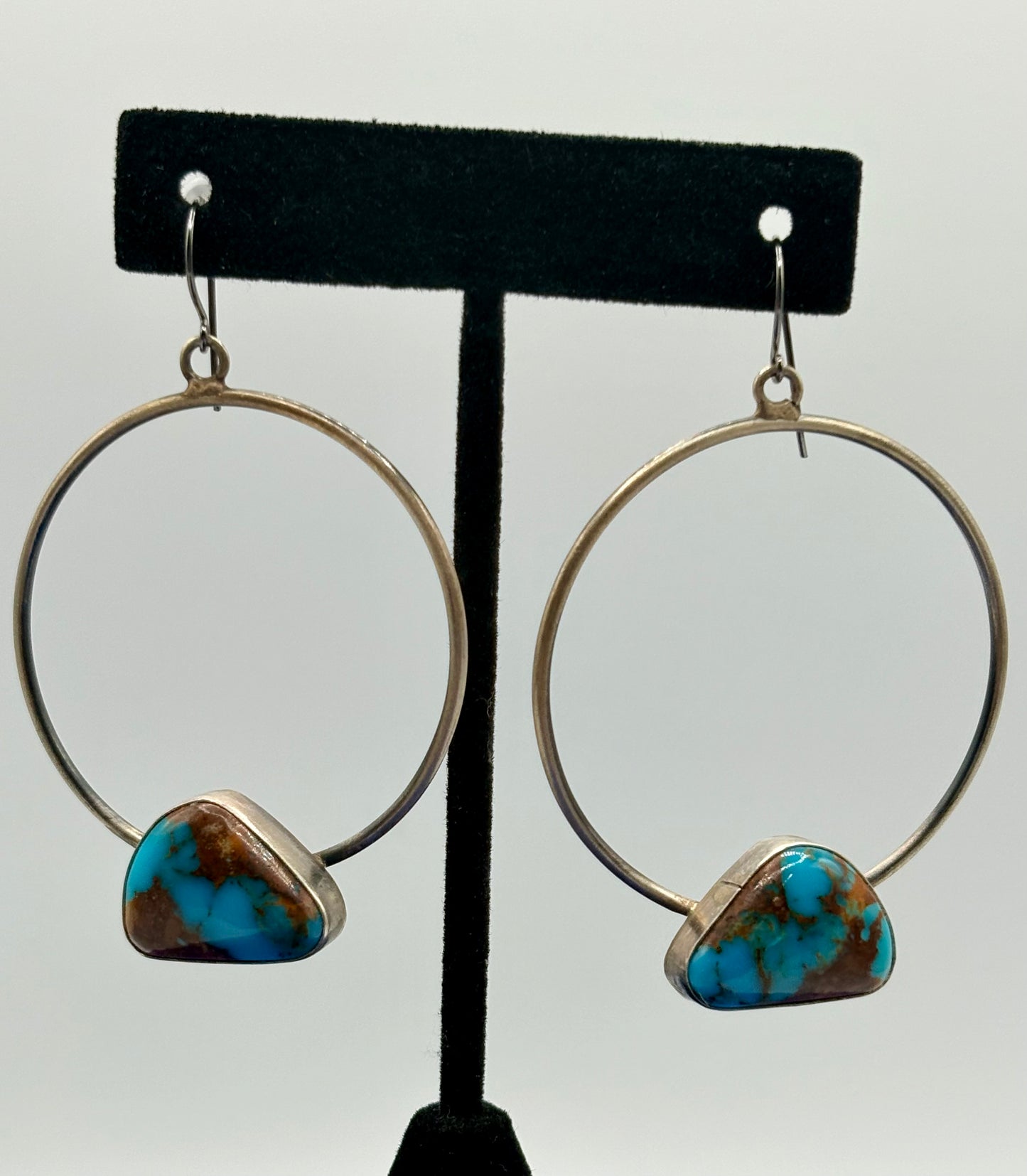 Sterling Silver Native Eloise Kee Turquoise Hoop Earrings