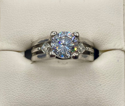 CZ Silver Tone Ring