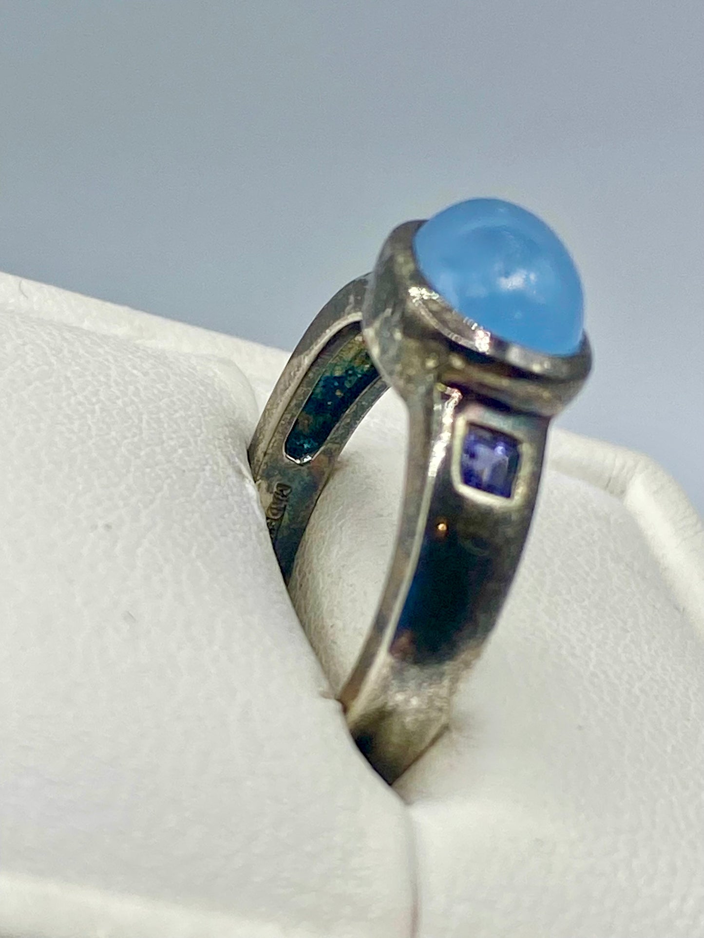 Sterling Silver Blue Jade & Tanzanite Ring